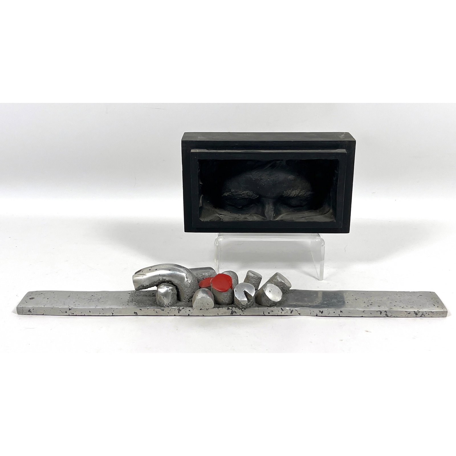 2pcs Mid Century Modern Sculpture. Abstract Aluminum with painted element. George Segal style upper (1 of 15)