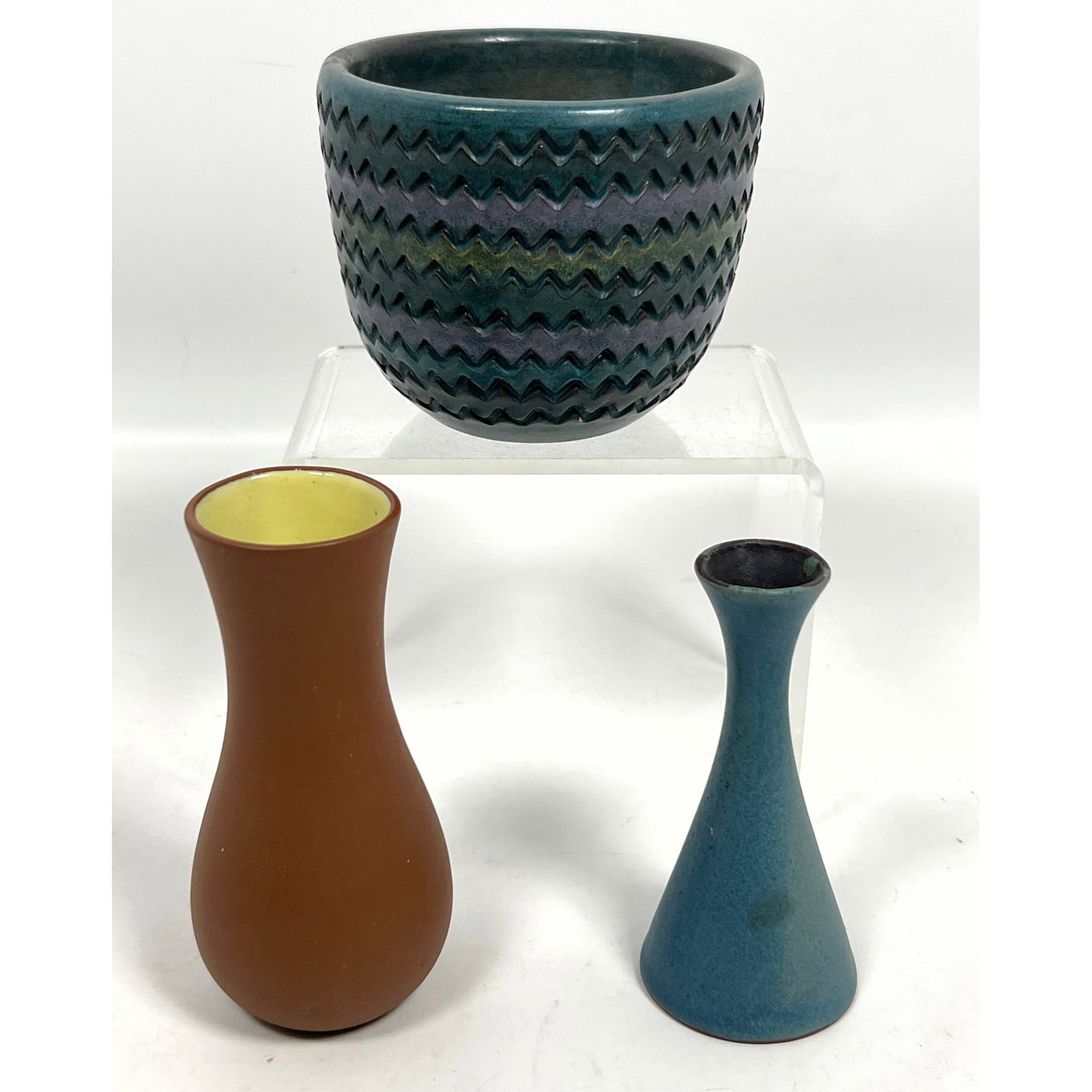 3pcs Art Pottery. Italian pigeon forge and redware (1 of 14)