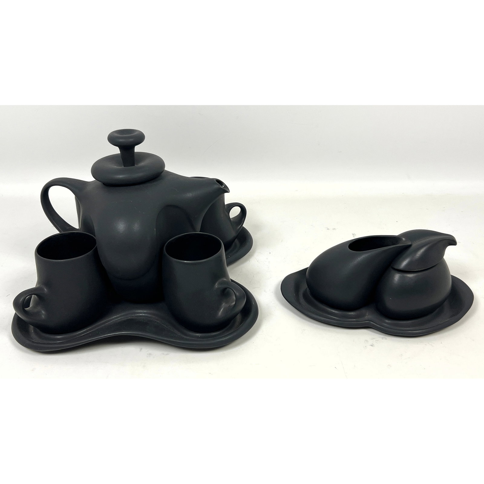 70s Peter Saenger Modernist Star Trek Porcelain Tea Service Set with Cream and Sugar, Signed on unde (1 of 15)