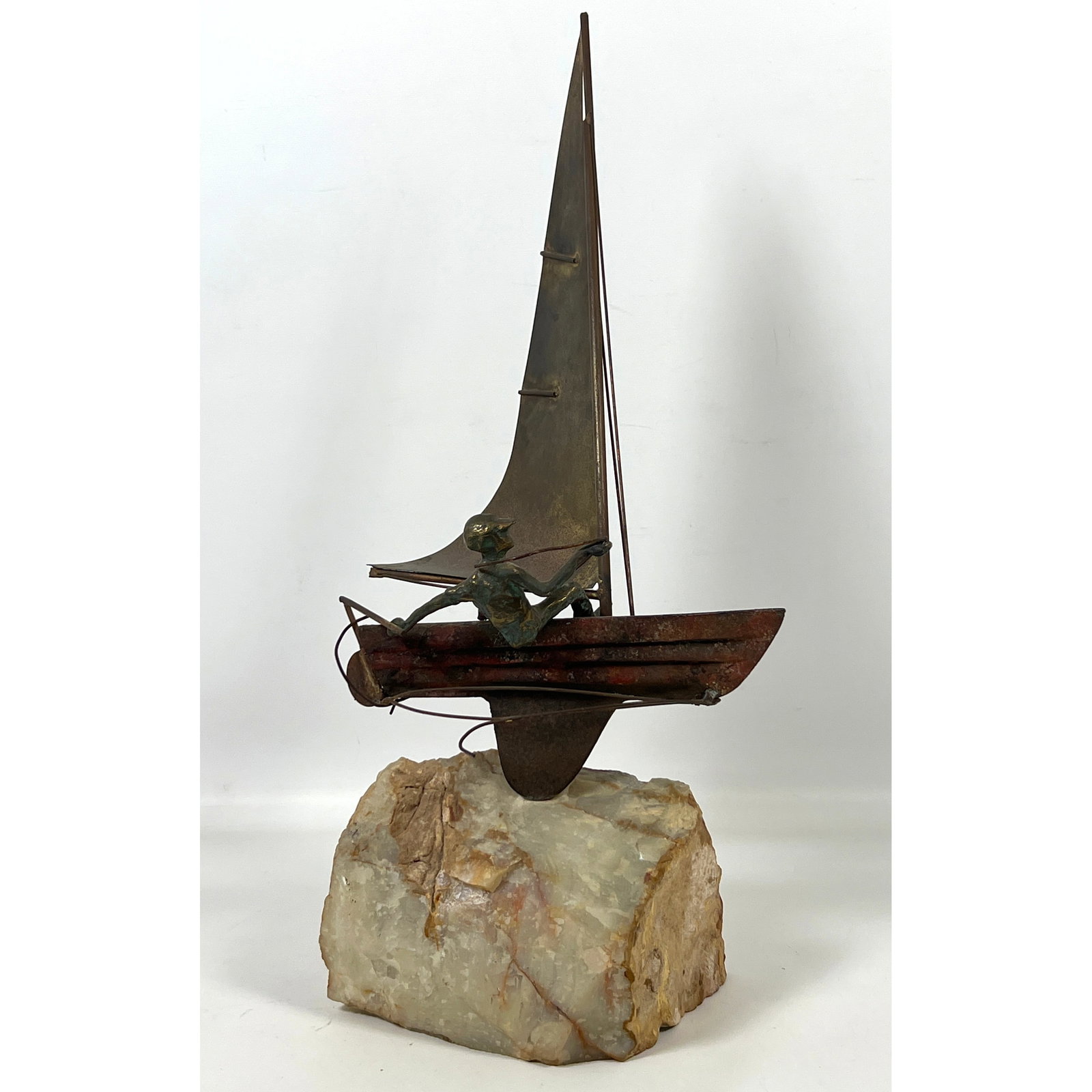 C. Jere Table sculpture of Sailboat on Rock.: C. Jere Table sculpture of Sailboat on Rock. Dimensions: Height: 21 inches, Width: 10 inches, Depth: 9 inches. --- US Packing and Shipping charge: In house shipping available. Will be calculated once