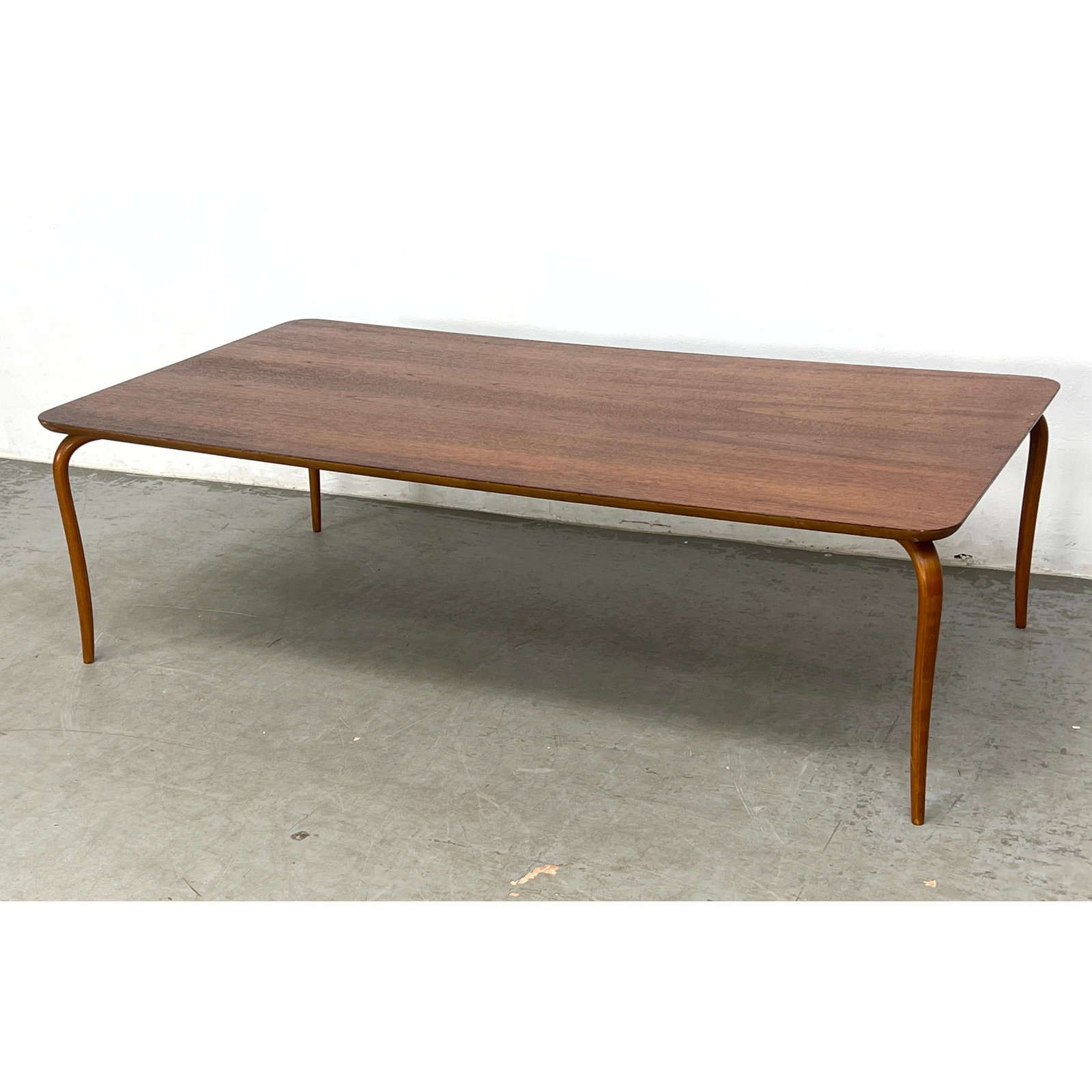 Vintage Bruno Mathsson for Karl Mathsson Swedish Coffee Table with Blonde Wood Saber Legs, Marked (1 of 9)