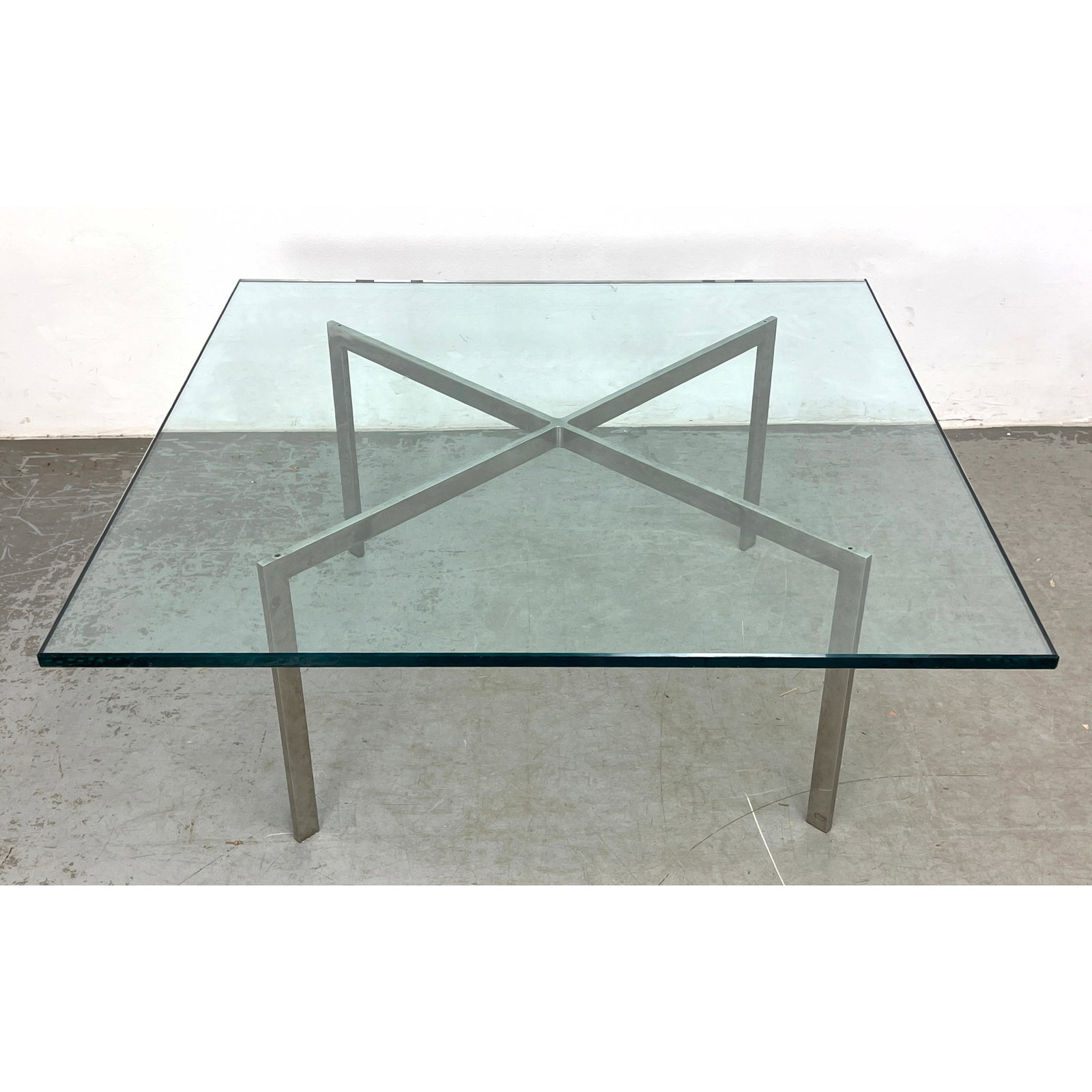 Knoll Products Barcelona Coffee Table. MIES VAN DER ROHE for KNOLL. Modernist X Base Glass Cocktail (1 of 7)