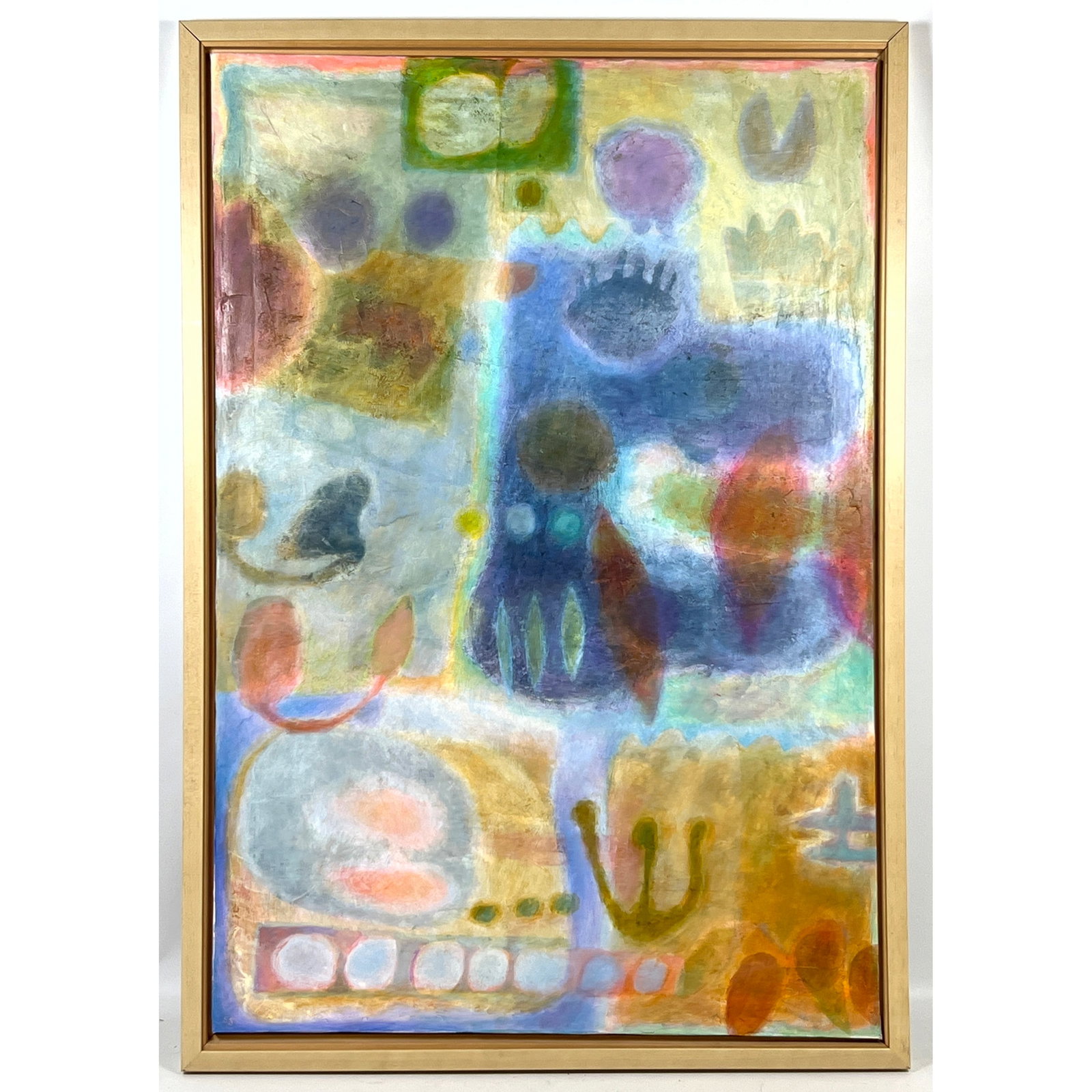 Marked SS Abstract Impressionist Acrylic Painting.: Marked SS Abstract Impressionist Acrylic Painting. Dimensions: Frame Height: 40.75 inches, Frame Width: 28.25 inches. - Image Size: Image Height: 38 inches, Image Width: 25.75 inches. ---