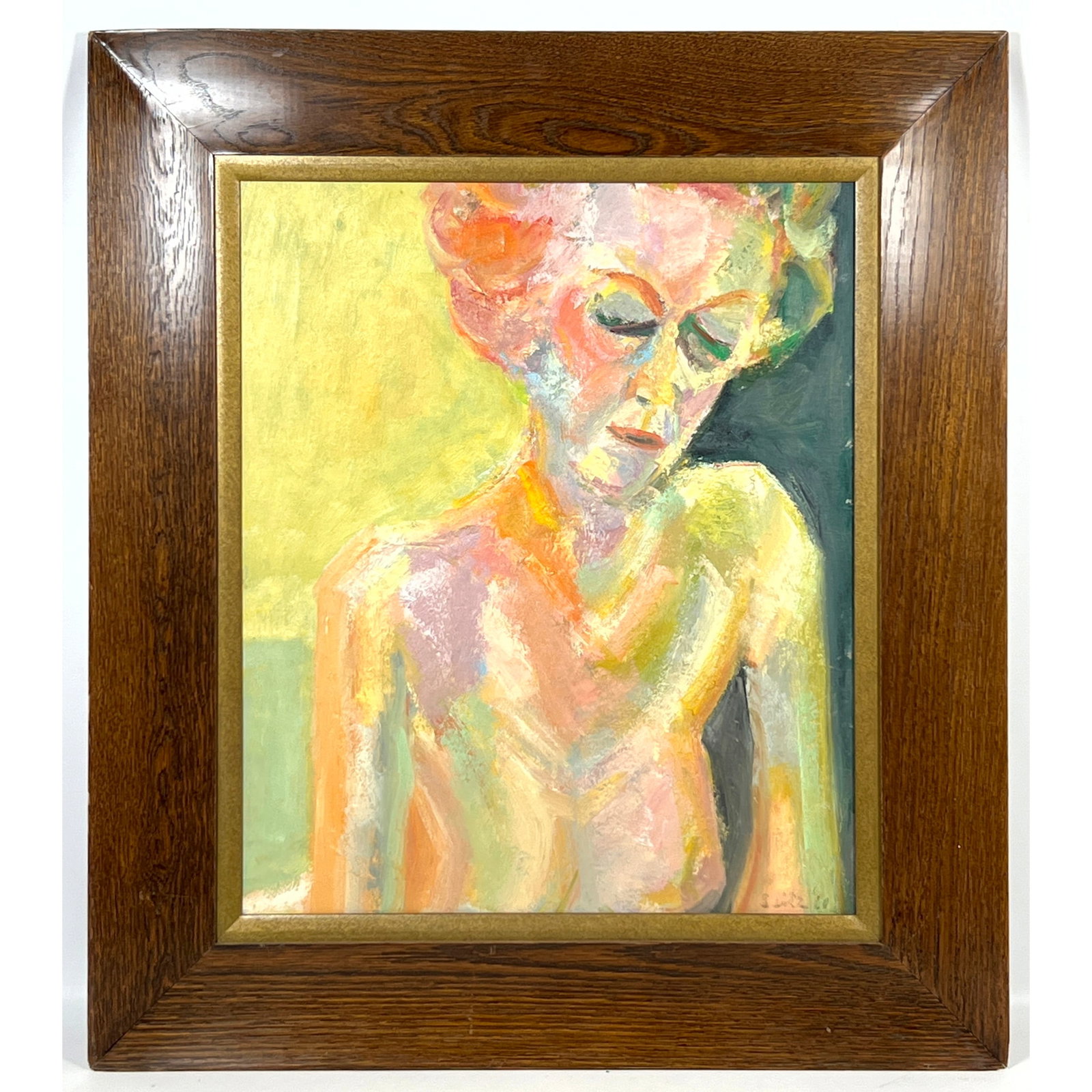 Modernist figure oil painting on board. Signed Seitz: Modernist figure oil painting on board. Signed Seitz Dimensions: Frame Height: 34 inches, Frame Width: 29.5 inches. - Image Size: Image Height: 24 inches, Image Width: 20 inches. --- US Packing and Sh