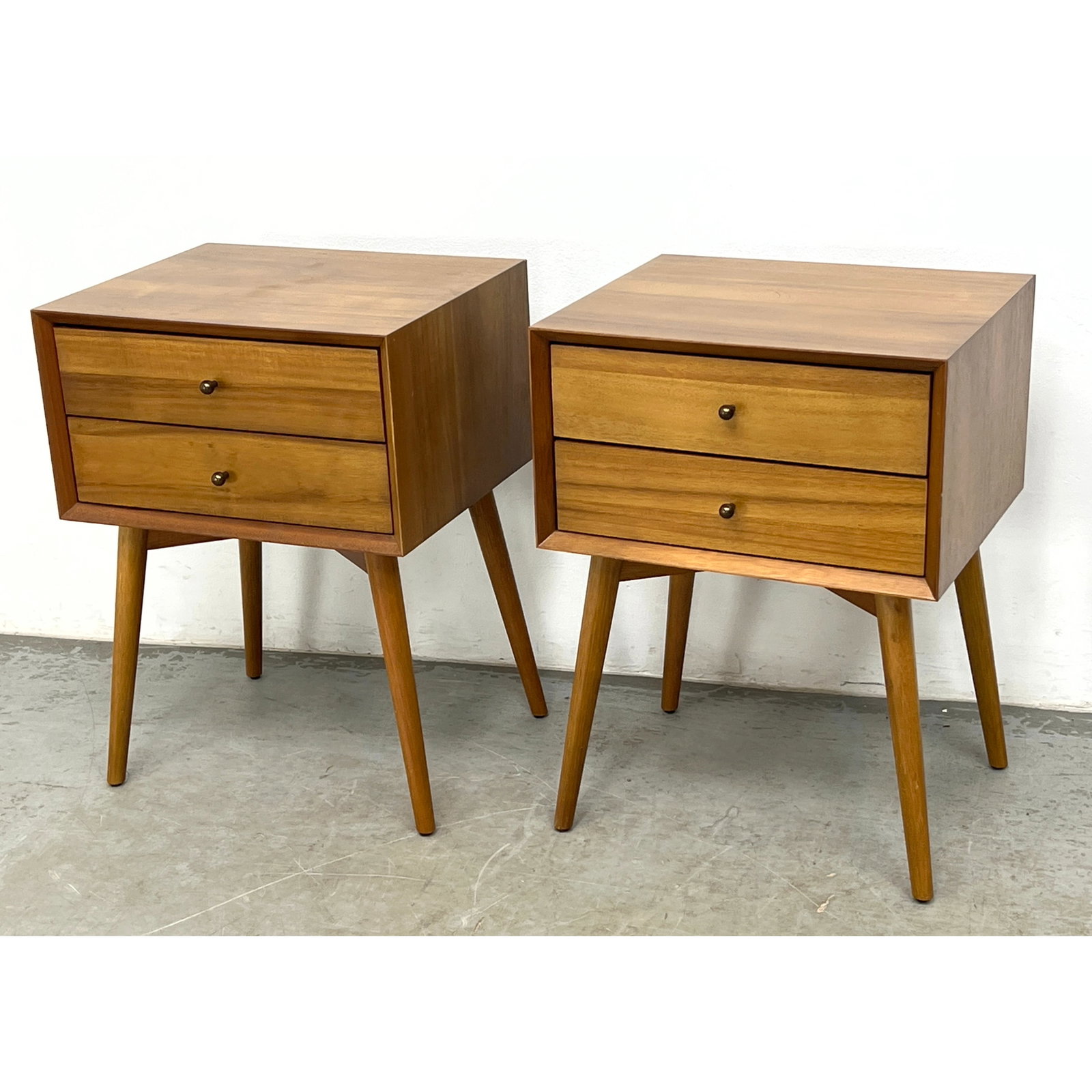 Pair West Elm Side Table Night stands.: Pair West Elm Side Table Night stands. Dimensions: Height: 24.25 inches, Width: 18 inches, Depth: 15 inches. ---
