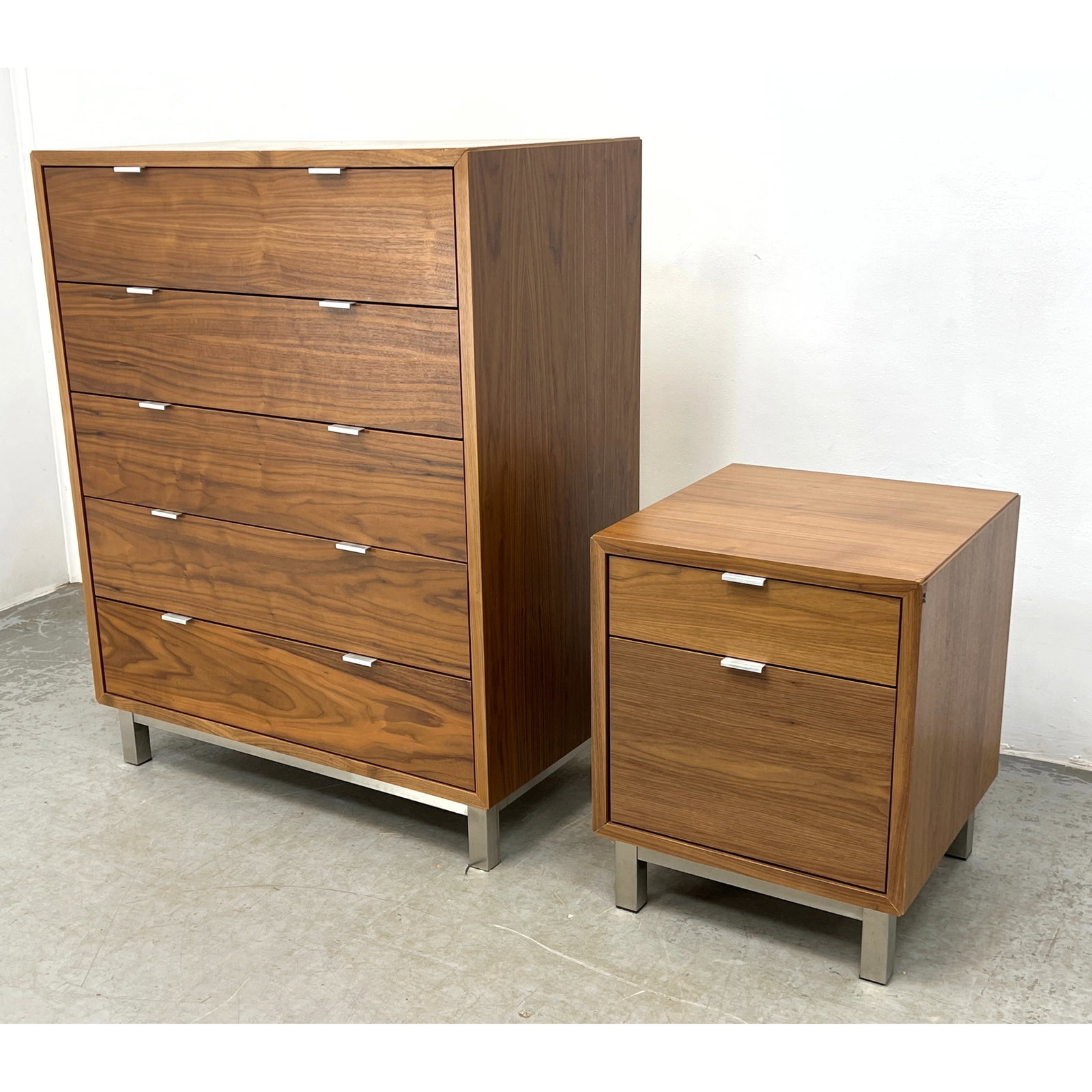 2pcs Room and Board Bedroom Furniture. Tall Chest Dresser and Night Stand.: 2pcs Room and Board Bedroom Furniture. Tall Chest Dresser and Night Stand. Dimensions: Height: 45.5 inches, Width: 36 inches, Depth: 20.5 inches. - Additional Dimensions: Nightstand H: 24 inches, W: