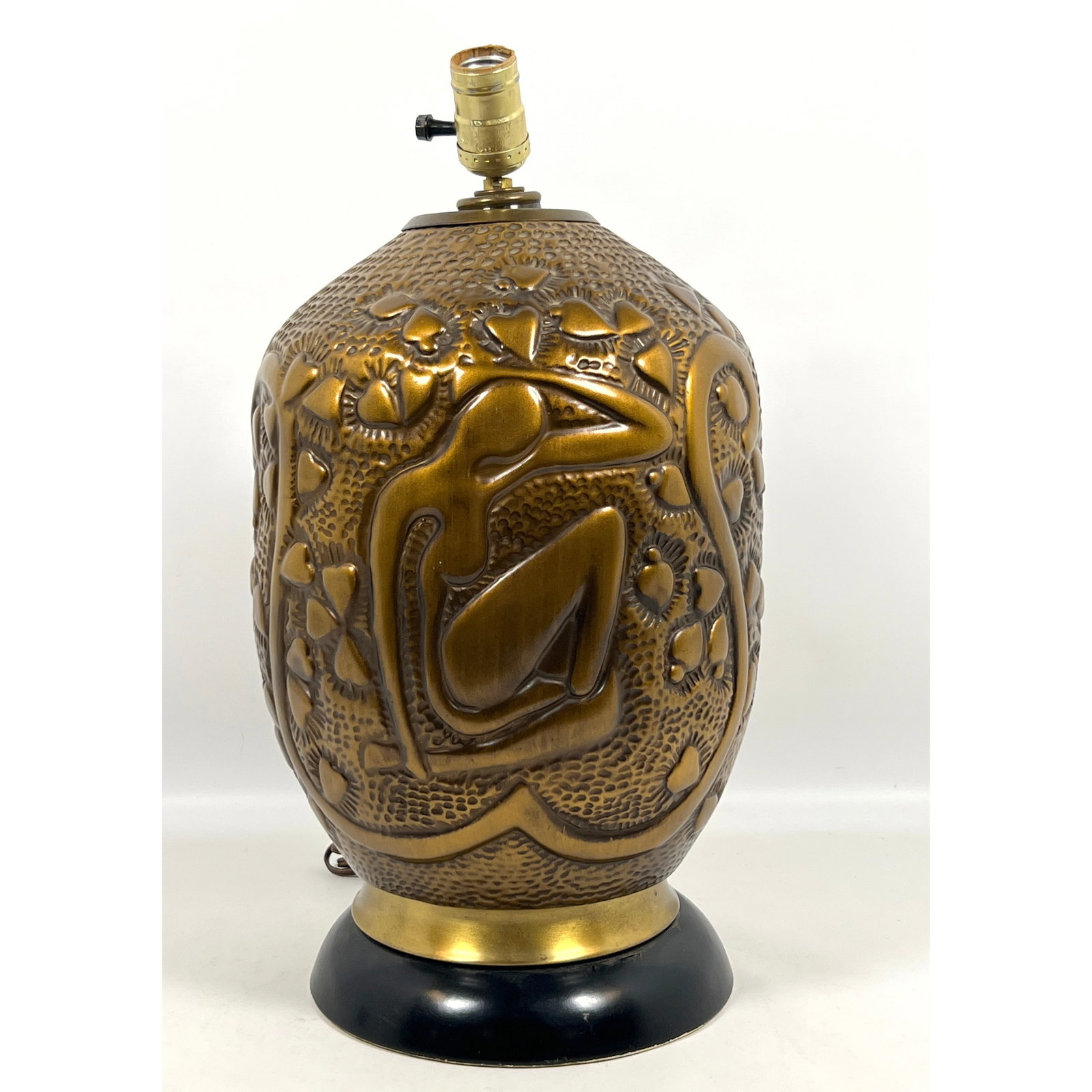 Vintage Art Deco style Pottery Bronze Finish Table Lamp. (1 of 8)