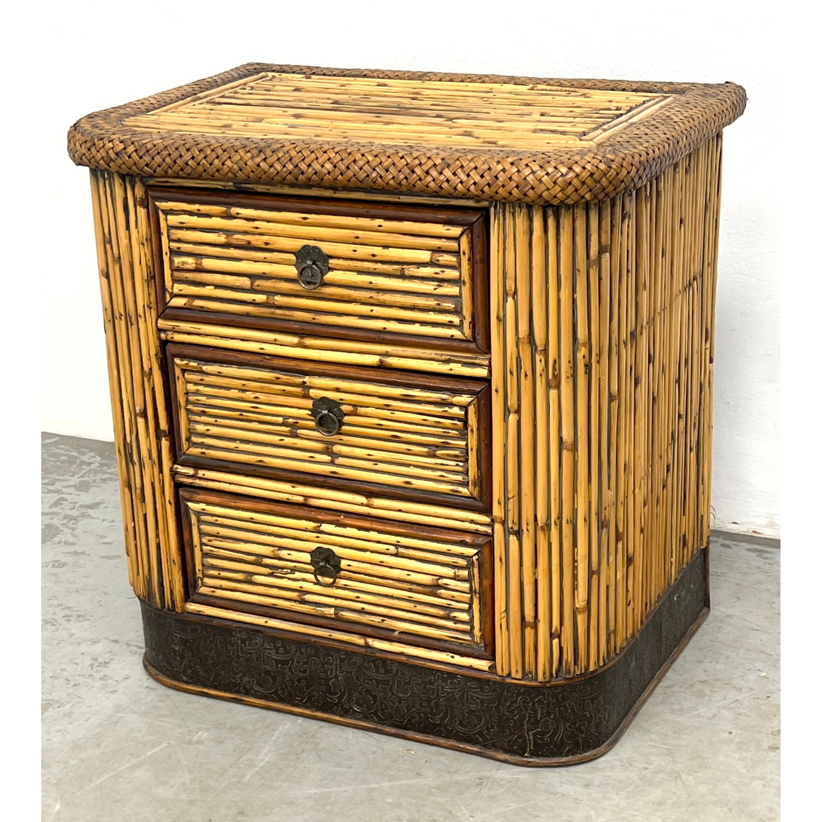 Split Reed Rattan 3 Drawer Stand. (1 of 8)