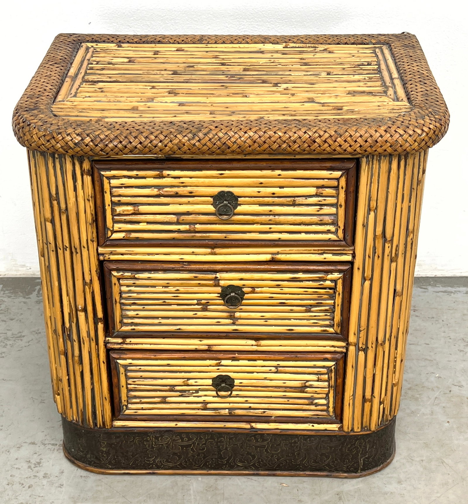 Split Reed Rattan 3 Drawer Stand. - 4