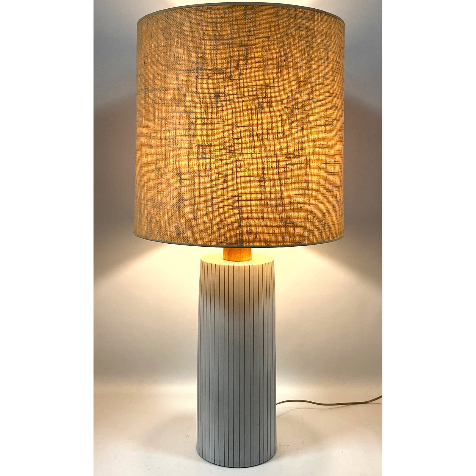 Tall Gordon and Jane Martz for Marshall Studios Table Lamp. Incised lines. Original finial. (1 of 14)