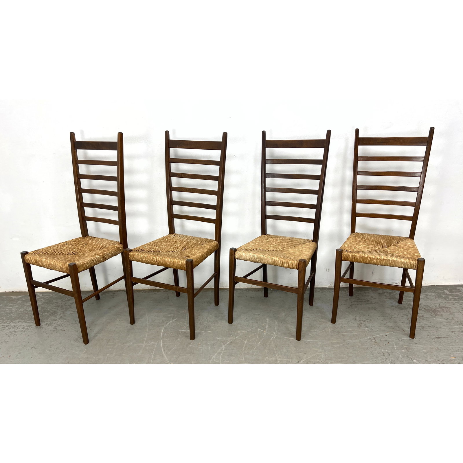 Set 4 Tall Ladder back vintage chairs. Marked made in Italy (1 of 10)