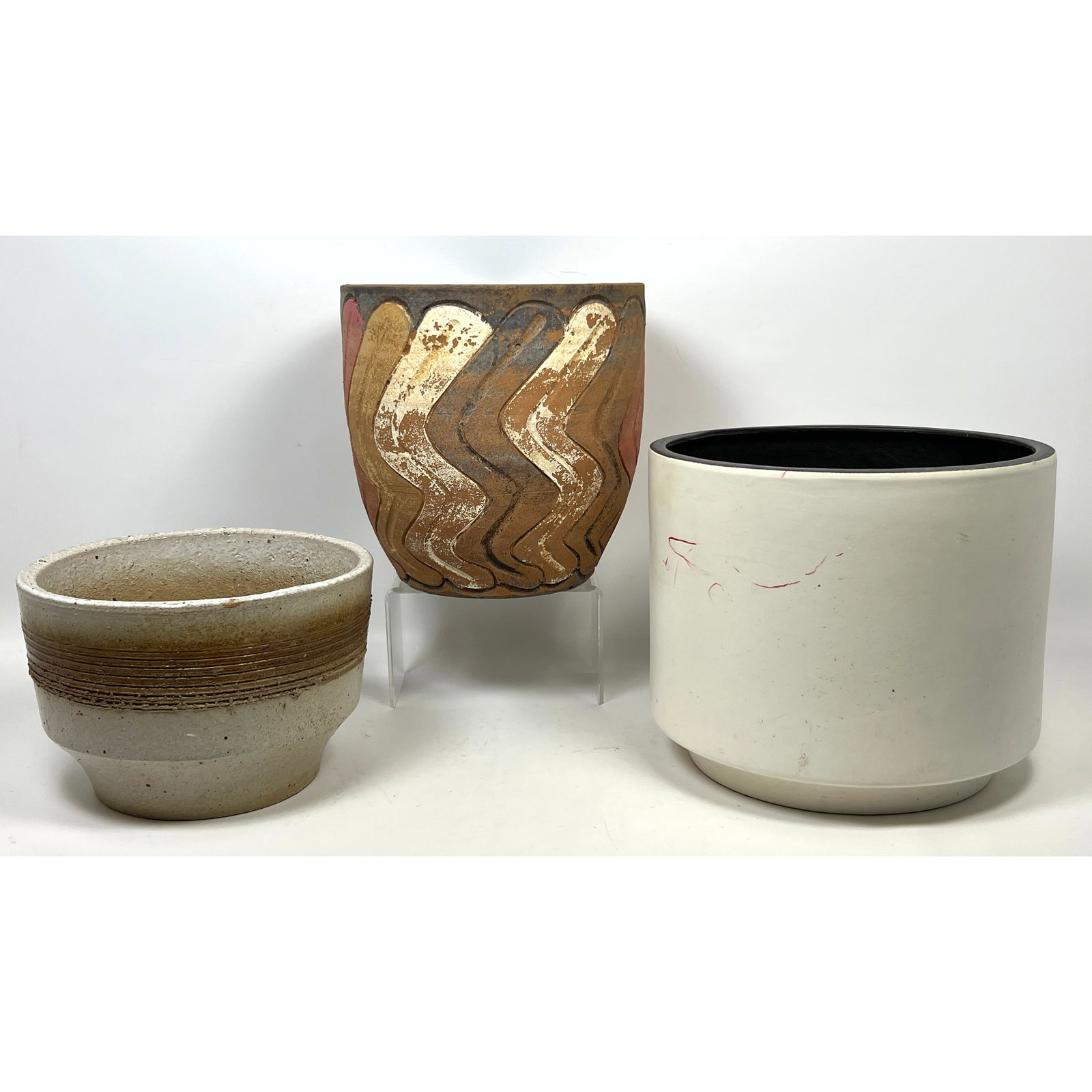 3 Large Ceramic Planters, Architectural Pottery Style (1 of 16)
