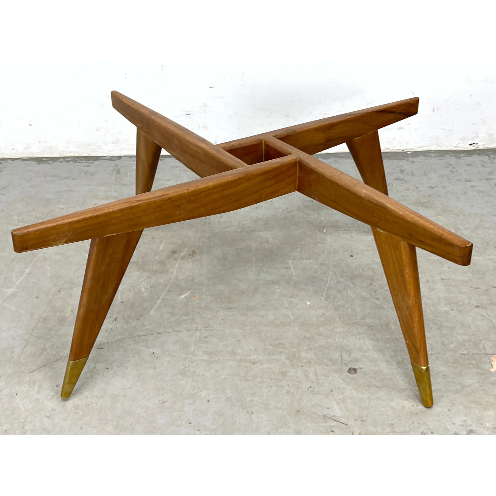 Gio Ponti Style Coffee Table Base. Angled wood form with metal Capped Feet. (1 of 8)