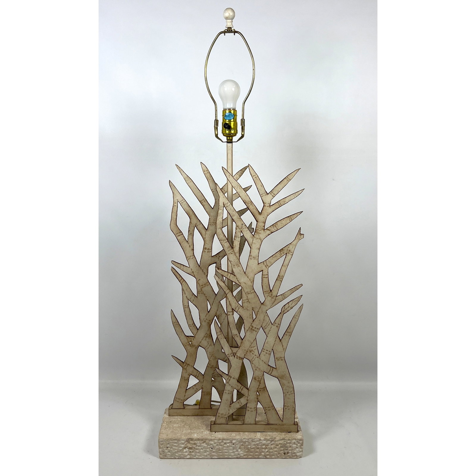 Decorative Sheet Metal Table Lamp. Birch Branch Design.: Decorative Sheet Metal Table Lamp. Birch Branch Design. Dimensions: Height: 39 inches, Width: 13 inches, Depth: 6 inches. ---