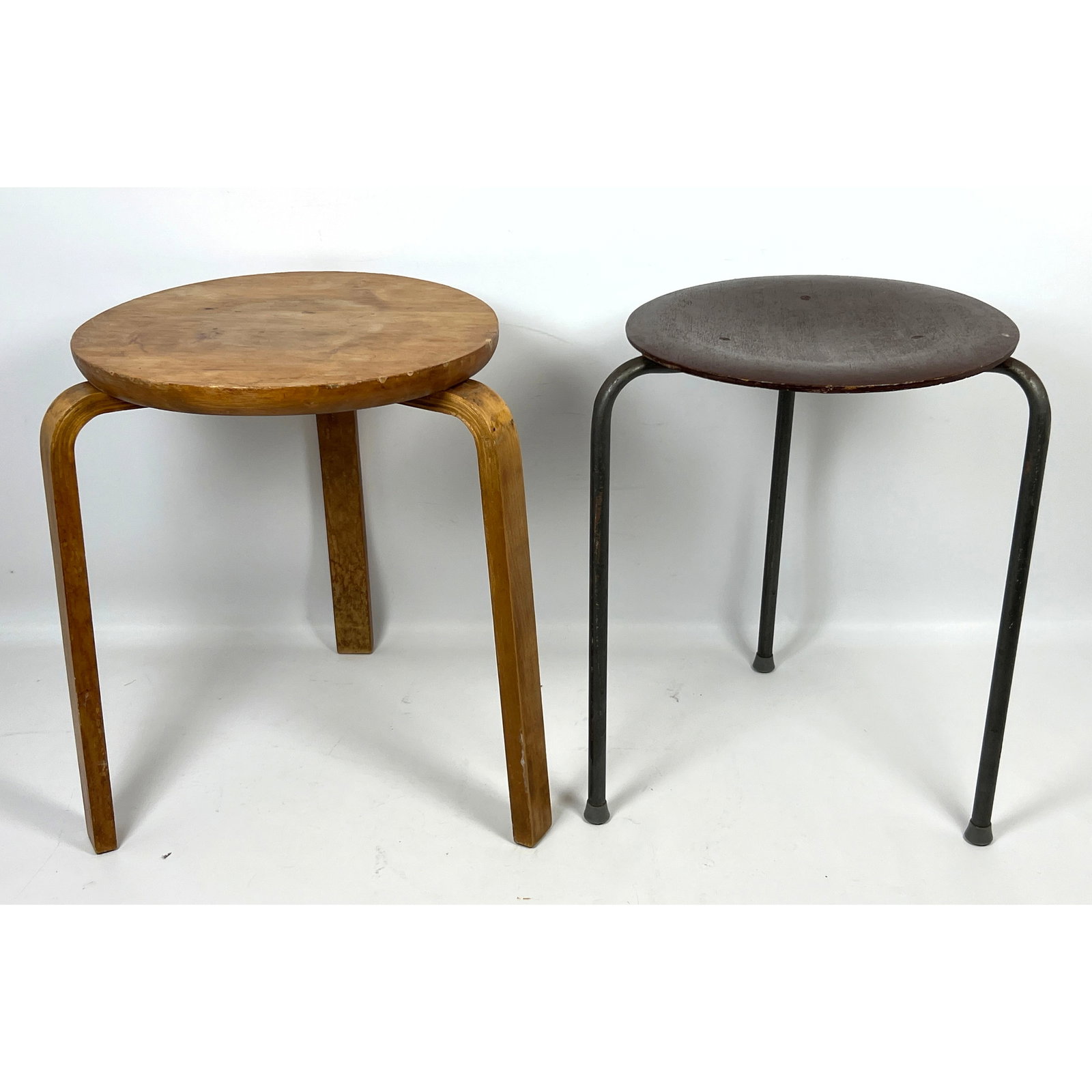 2pcs Mid Century Modern Stool Tables. Alvar Aalto and Arne Jacobsen. (1 of 14)