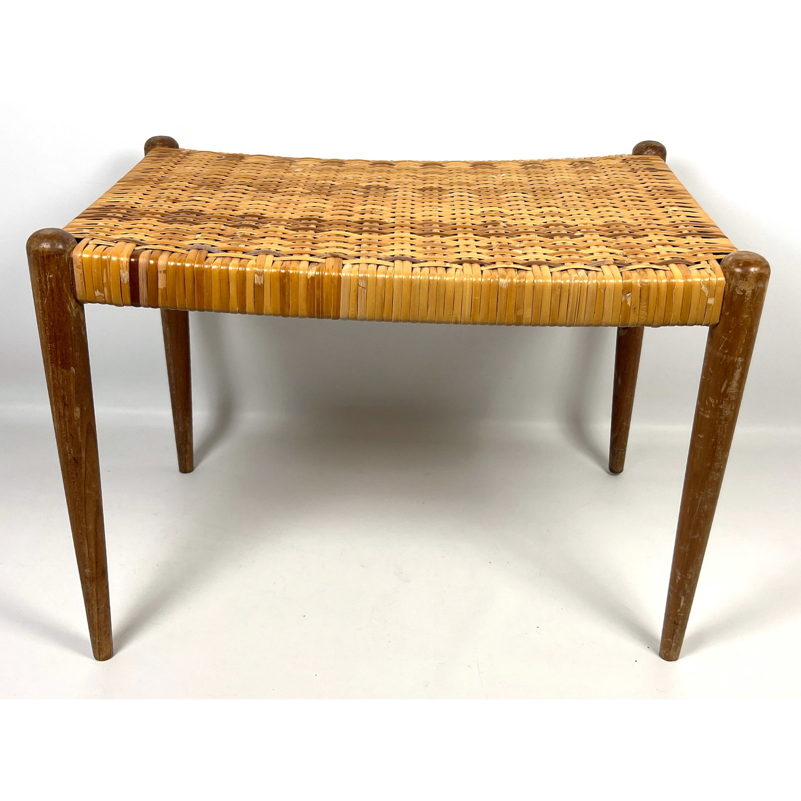 Danish Modern Teak Woven Top Stool. (1 of 10)