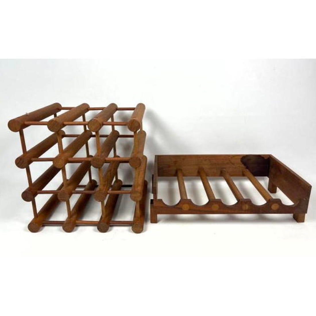 2pc Danish Modern Denmark Teak Wine Racks: 2pc Danish Modern Denmark Teak Wine Racks Dimensions: Height: 13.5 inches, Width: 14 inches, Depth: 11 inches. --- US Packing and Shipping charge: In house shipping available. Will be calculated once 