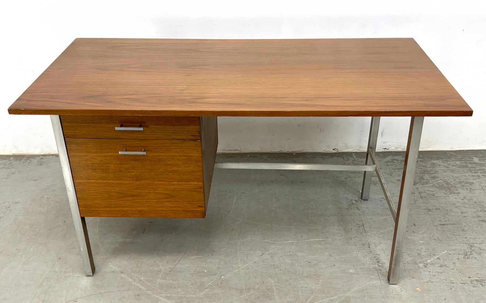 Paul McCobb Writing Desk. Walnut and Aluminum.: Paul McCobb Writing Desk. Walnut and Aluminum. Dimensions: Height: 29.5 inches, Width: 54 inches, Depth: 27 inches. ---