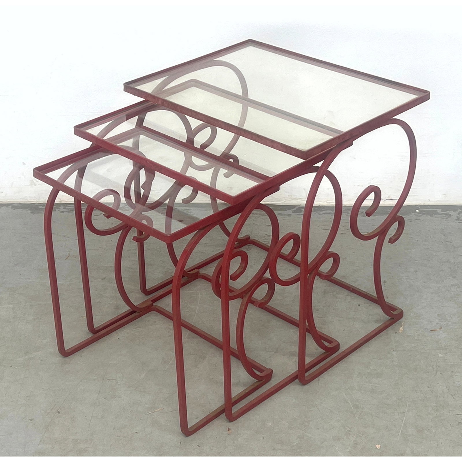 3pc Nesting Iron and Glass Garden Tables. (1 of 13)