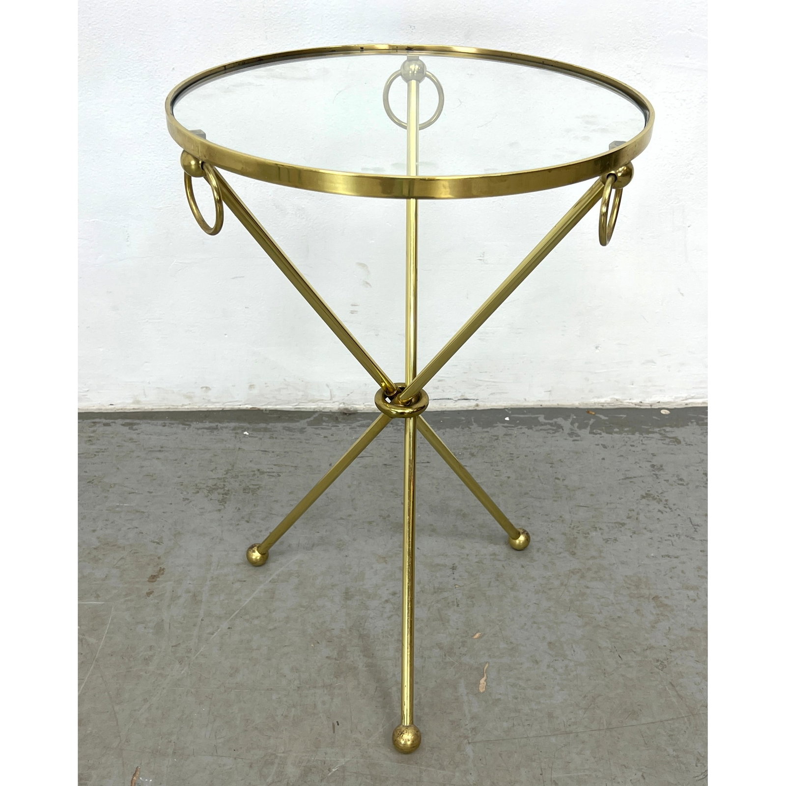 Campaign Style Brass and Glass Drink Stand side Table. (1 of 7)