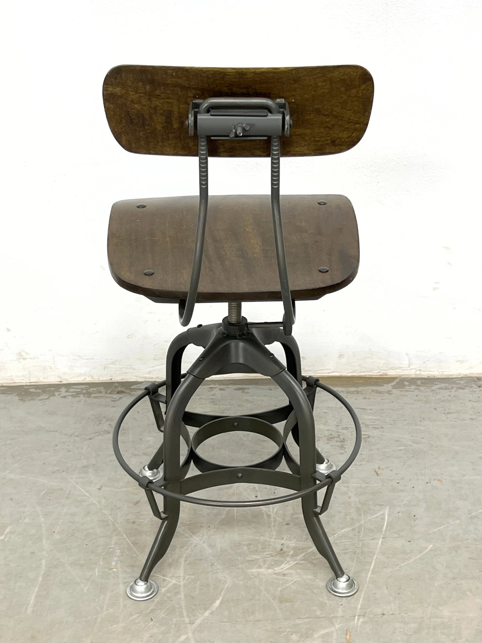 Industrial Swivel Draftsman Task Stool with Back. - 2