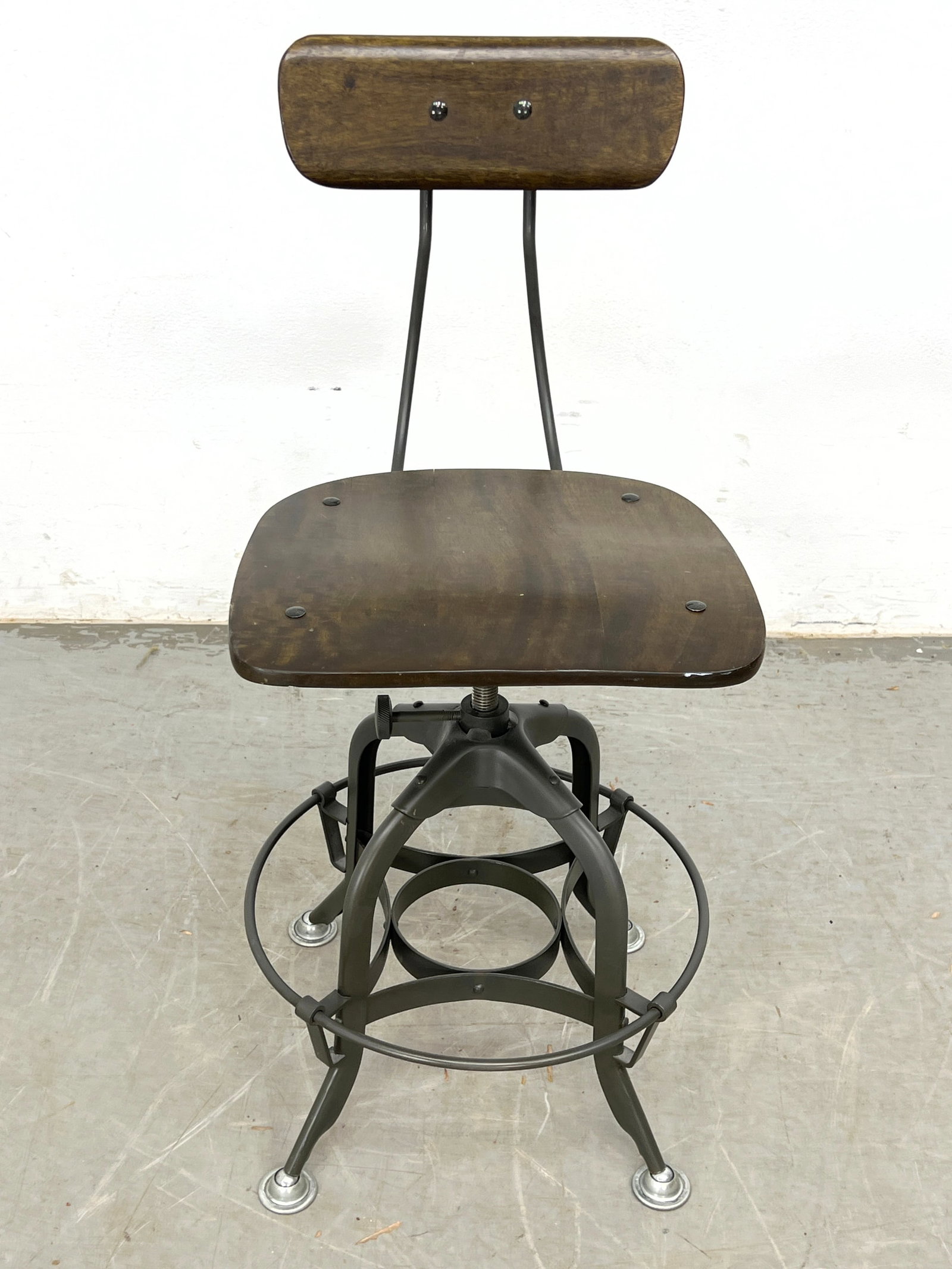 Industrial Swivel Draftsman Task Stool with Back. - 3