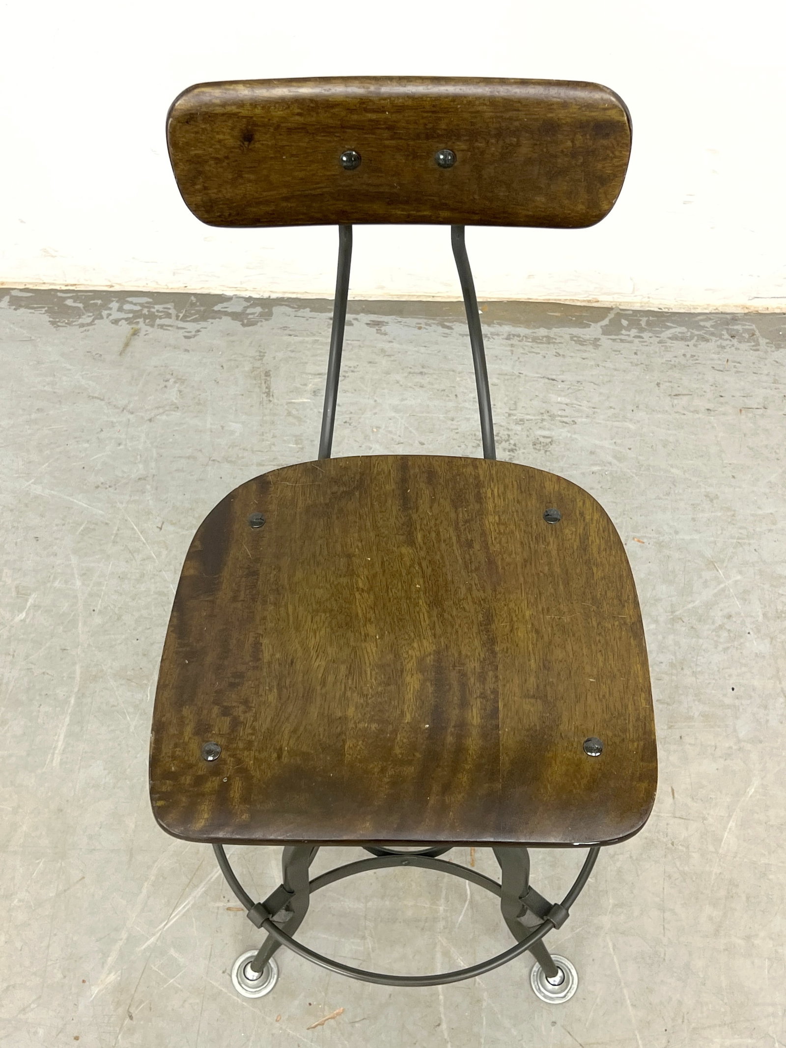 Industrial Swivel Draftsman Task Stool with Back. - 4