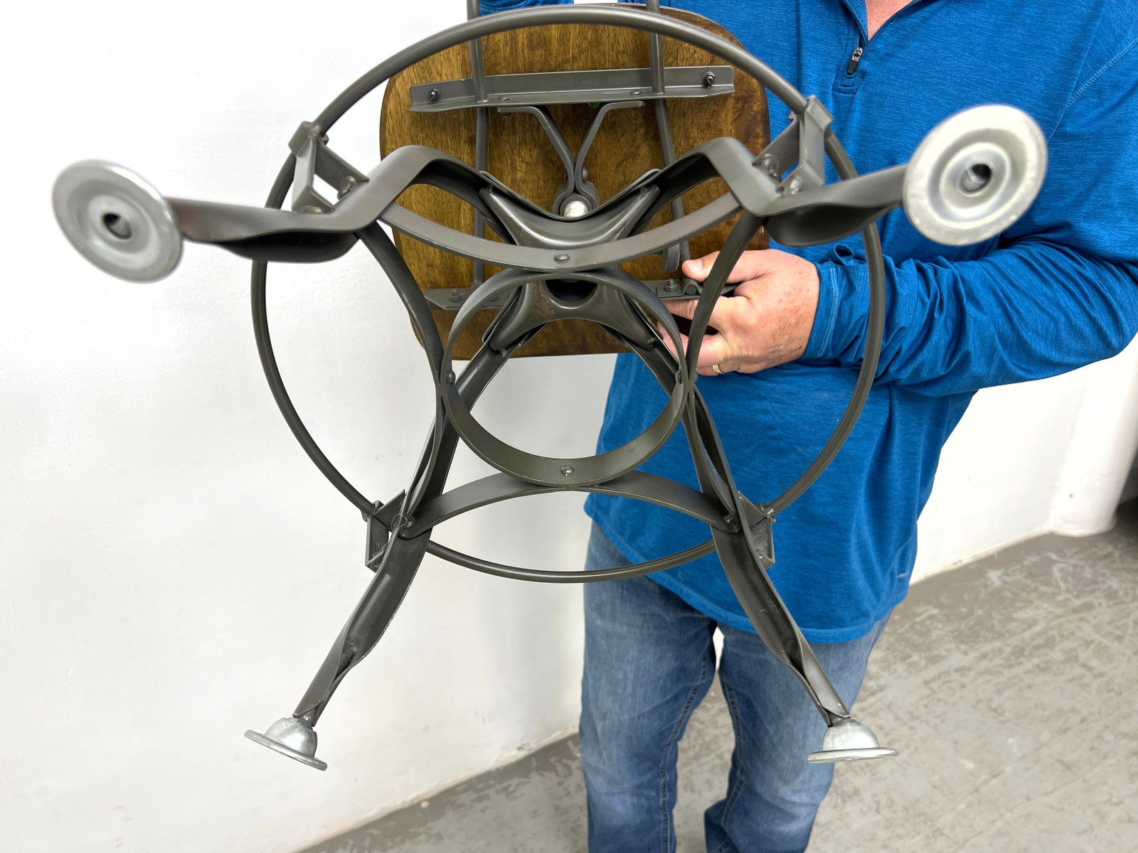 Industrial Swivel Draftsman Task Stool with Back. - 6