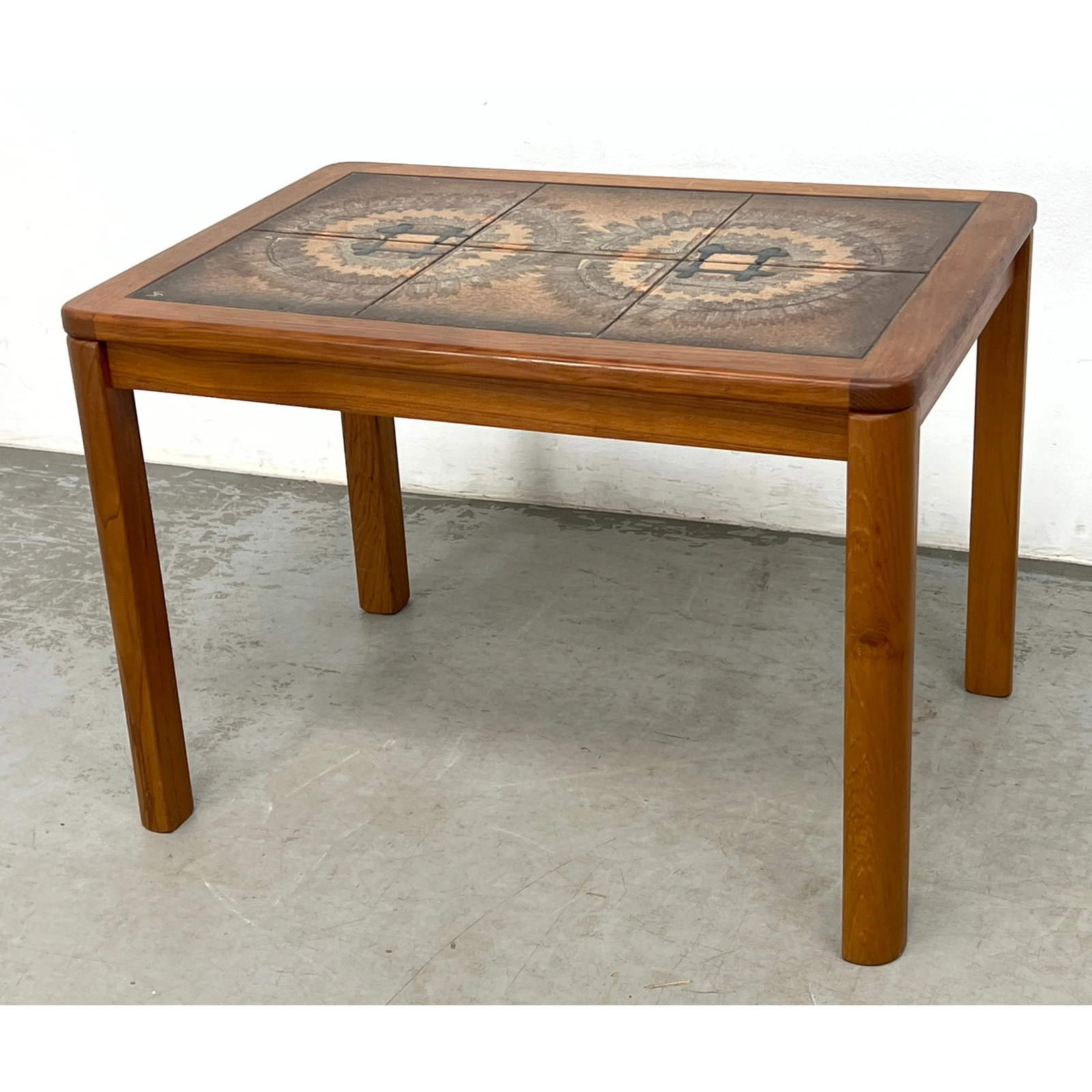 Danish Modern Tile and Teak Side Table. Handpainted. (1 of 8)