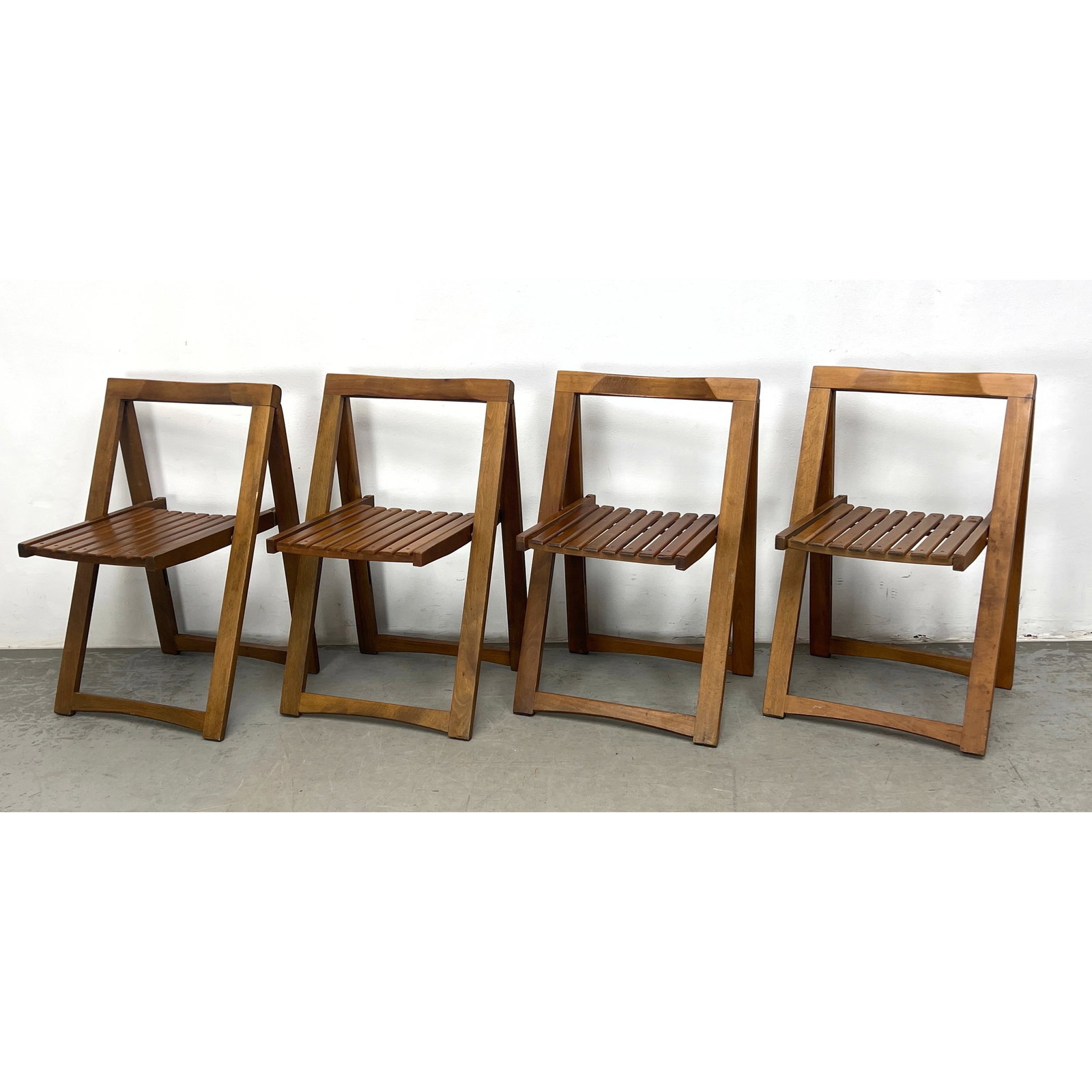 Set 4 Aldo Jacober Style Folding Chairs. Marked Made in Romania (1 of 10)