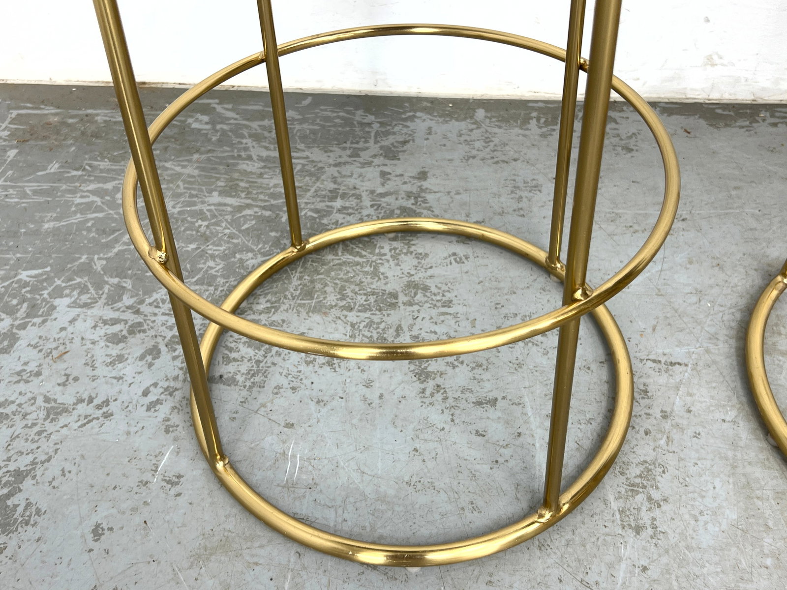 3pc set Brass Frame Bar Stools. Circle form. - 4