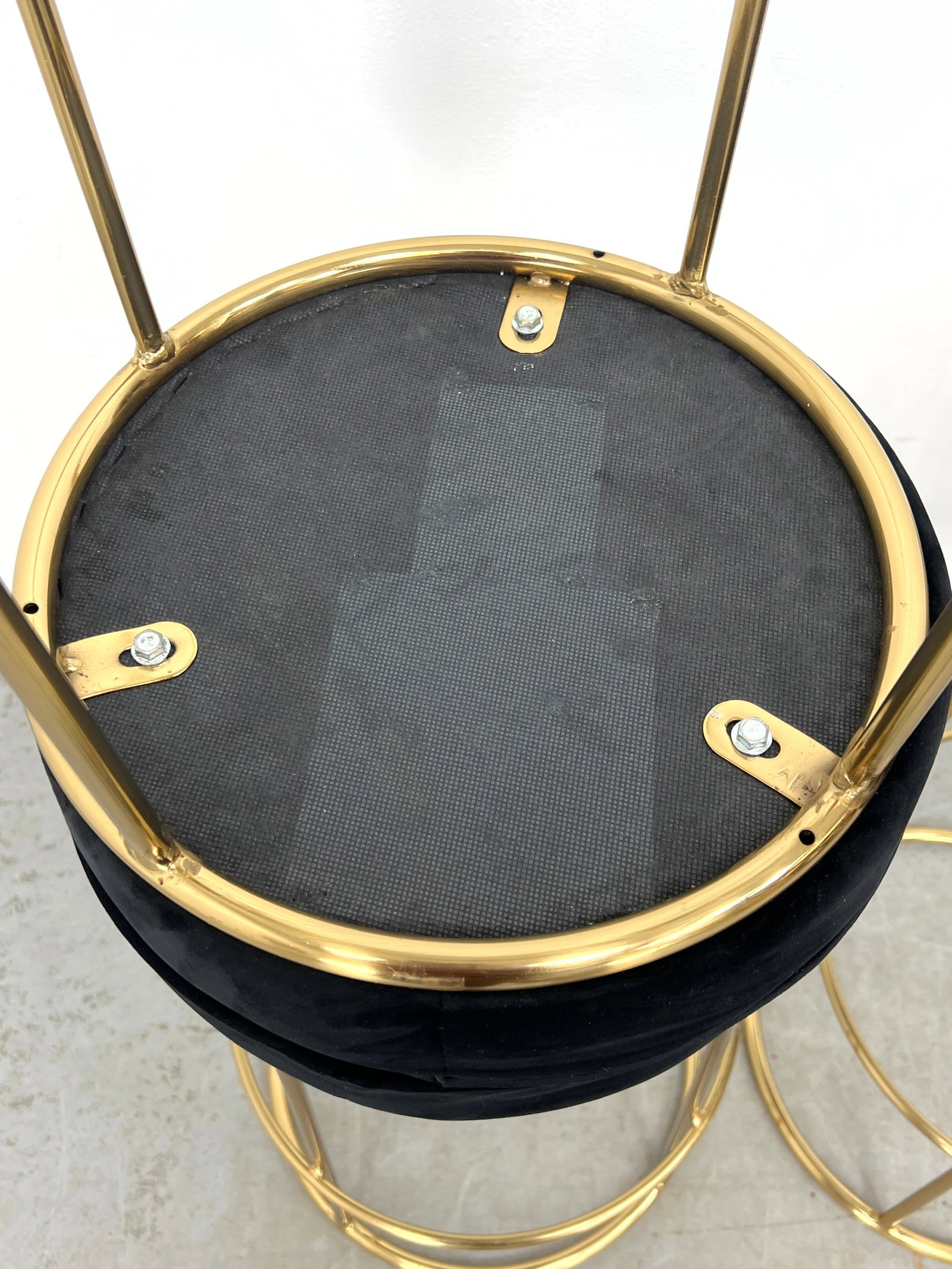 3pc set Brass Frame Bar Stools. Circle form. - 5