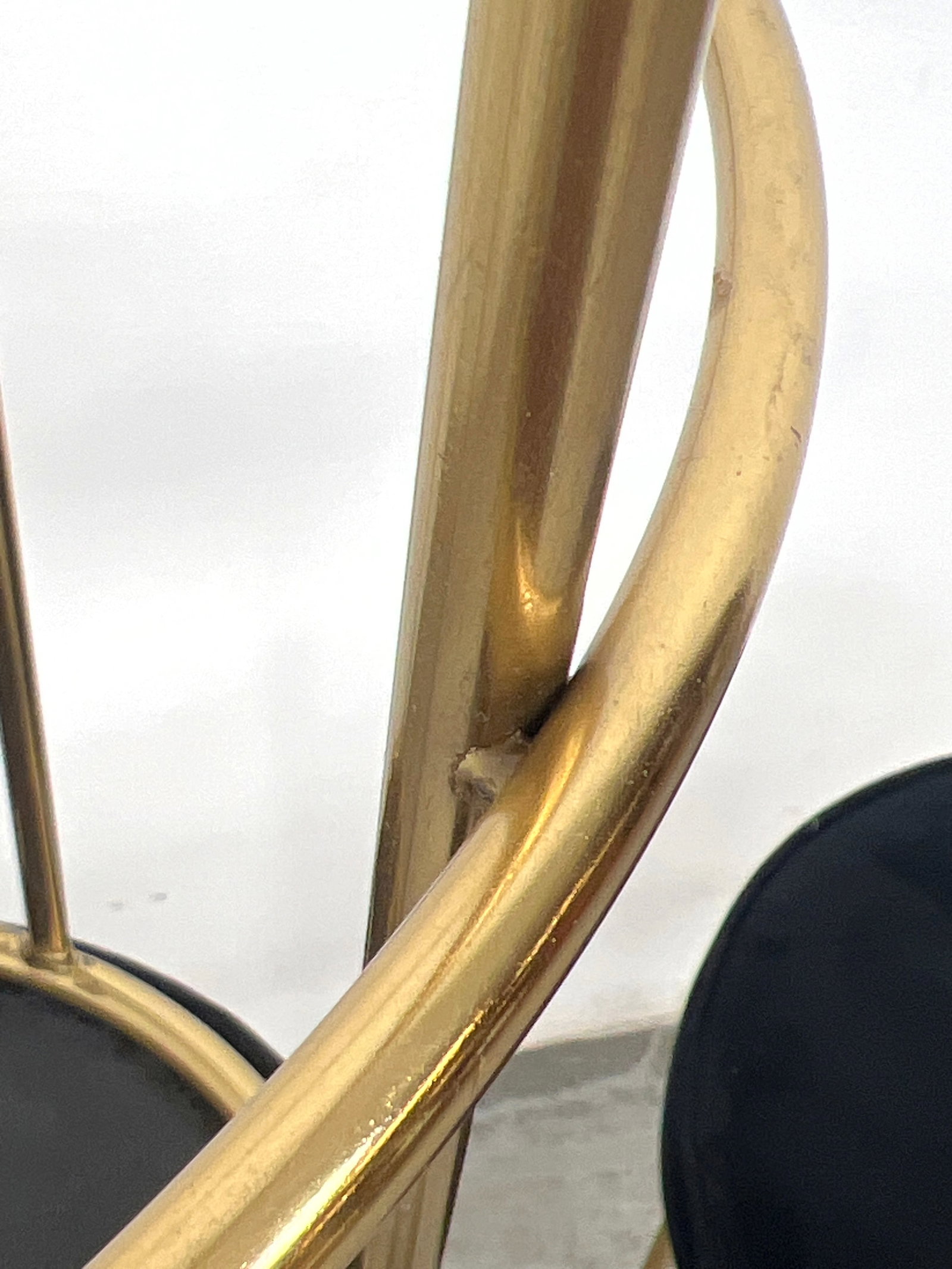 3pc set Brass Frame Bar Stools. Circle form. - 6