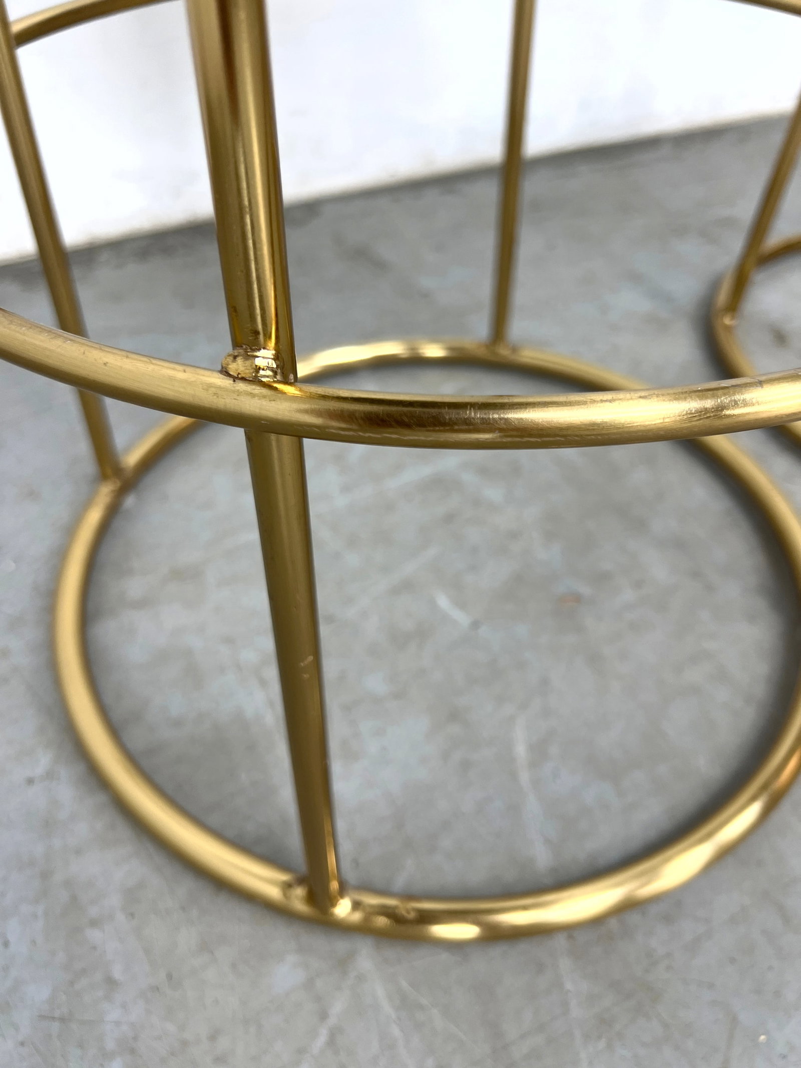 3pc set Brass Frame Bar Stools. Circle form. - 9