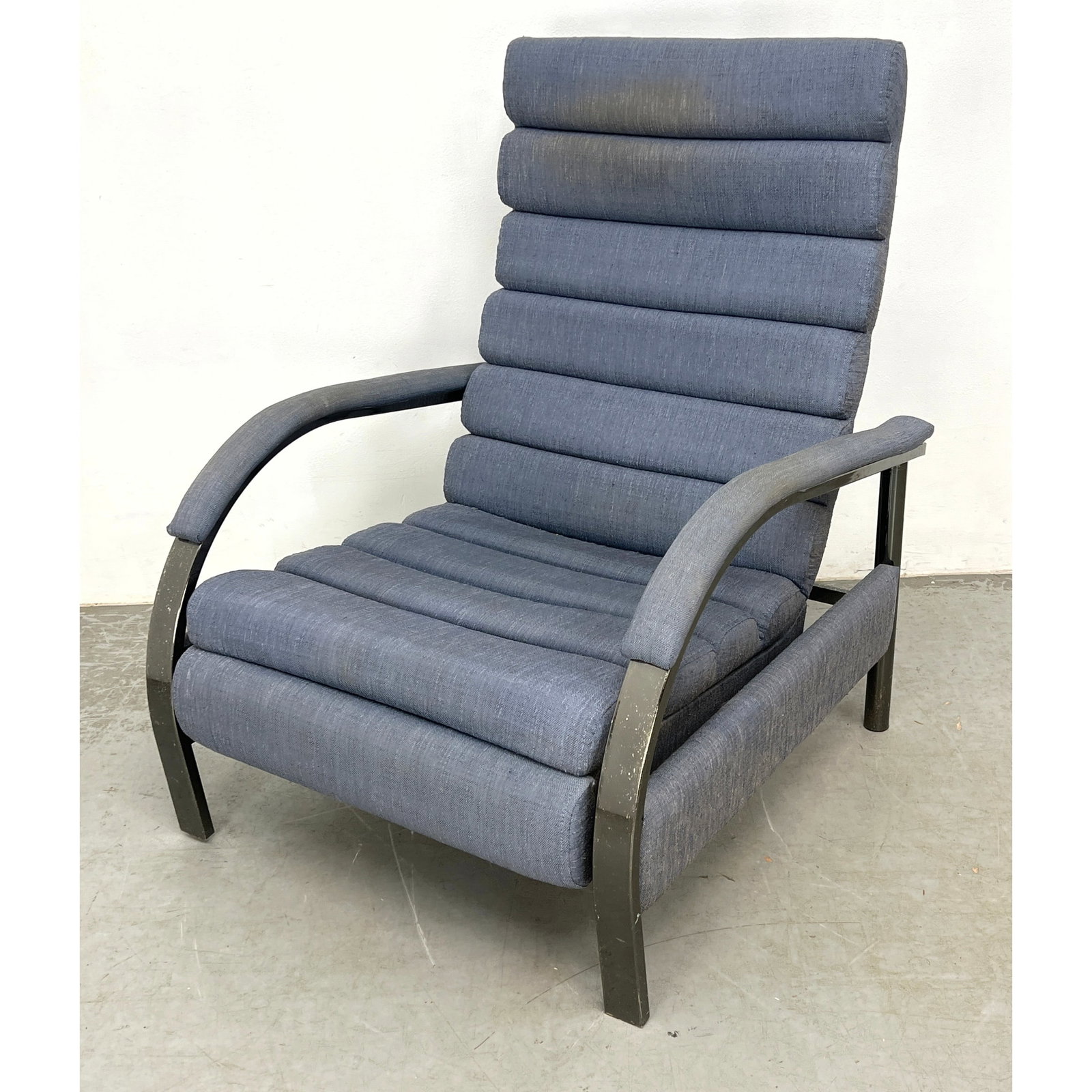 DESIGN INSTITUTE OF AMERICA Channel Upholstery Reclining Lounge Chair.: DESIGN INSTITUTE OF AMERICA Channel Upholstery Reclining Lounge Chair. Dimensions: Height: 39.5 inches, Width: 30.5 inches, Depth: 33 inches. - Seat Height: 15 inches ---