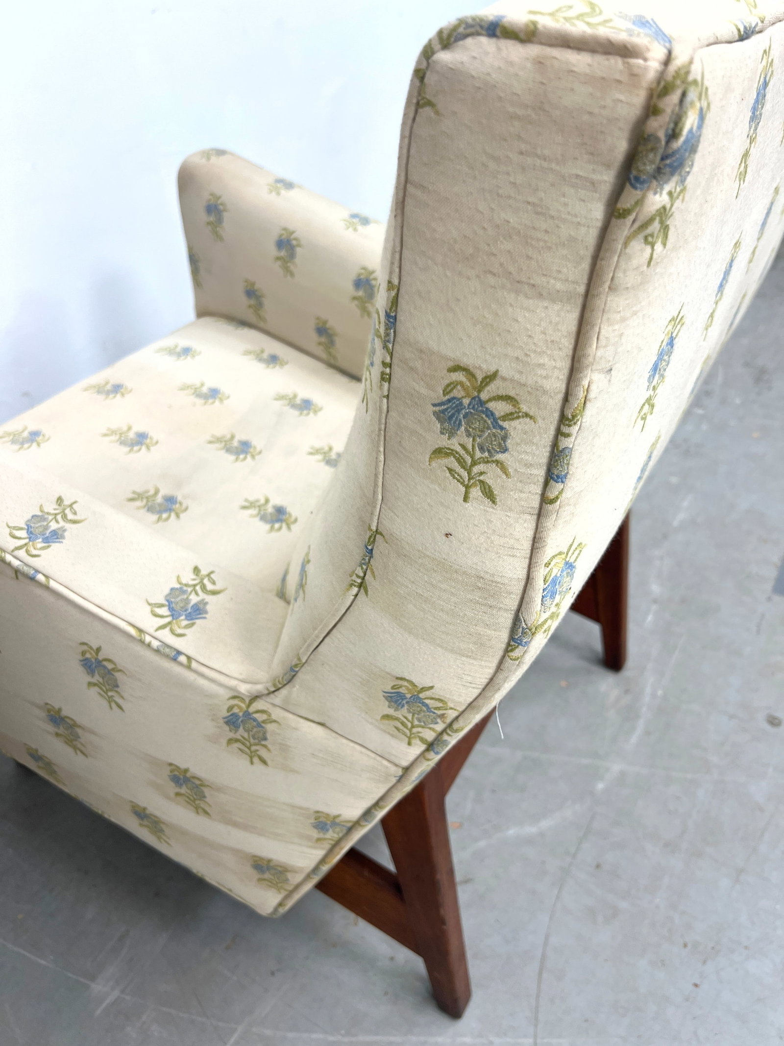 Pair Jens Risom Walnut Framed Lounge Chairs. - 9