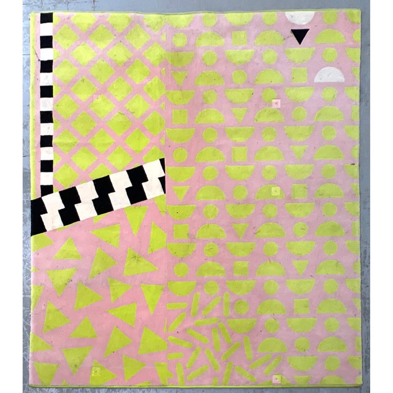 6'4 X 7'5 Post Modern Carpet Rug. Nathalie Du Pasquier for the Memphis Group style.: 6'4 X 7'5 Post Modern Carpet Rug. Nathalie Du Pasquier for the Memphis Group style. Dimensions: Height: 76 inches, Width: 89 inches. ---