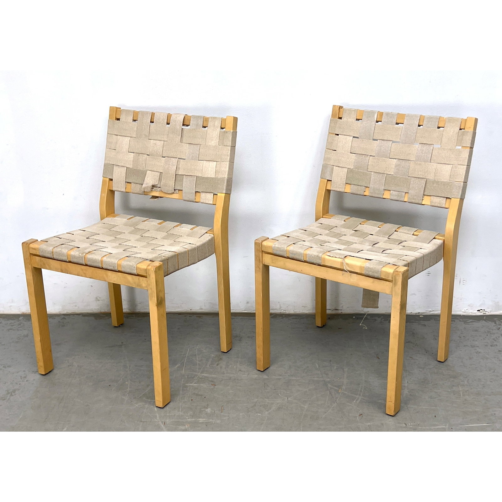Pair Mid Century Alvar Aalto Artek Stacking Dining Chairs Finland (1 of 9)