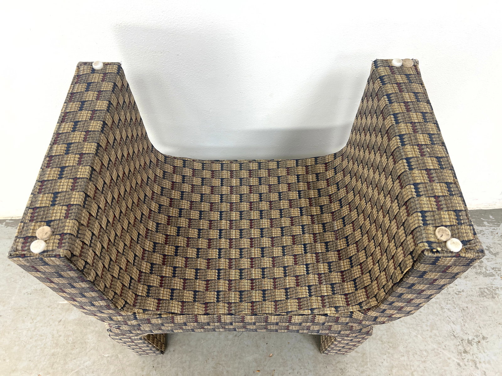 Pair Fully Upholstered Waterfall Stools. - 4