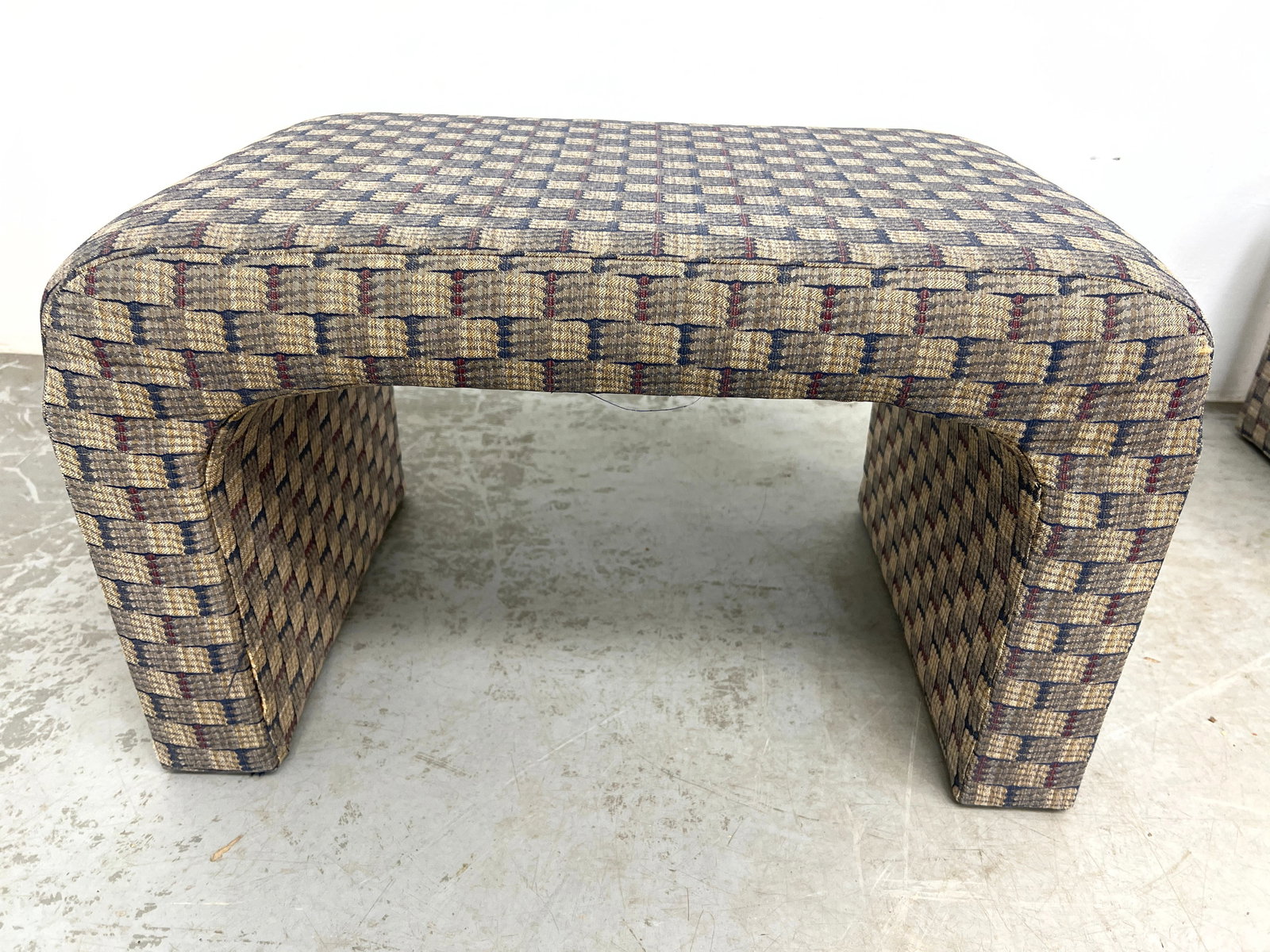 Pair Fully Upholstered Waterfall Stools. - 6