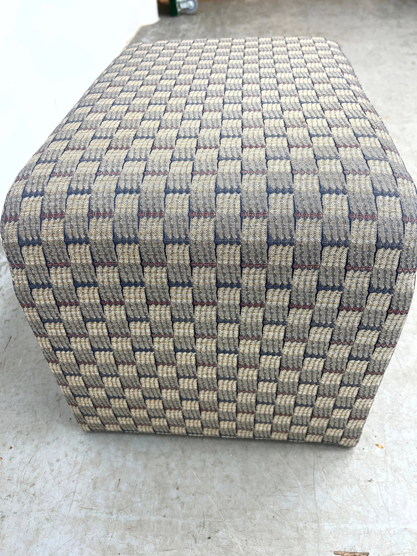 Pair Fully Upholstered Waterfall Stools. - 9