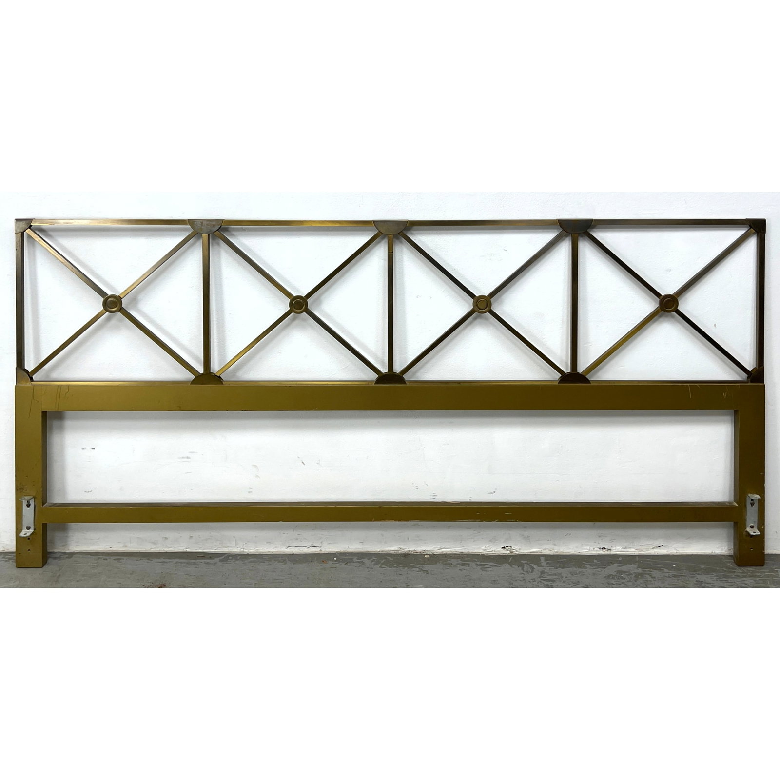 Mastercraft style King Size Modernist Headboard. Brass "X" Design has round central medallions. No m (1 of 9)