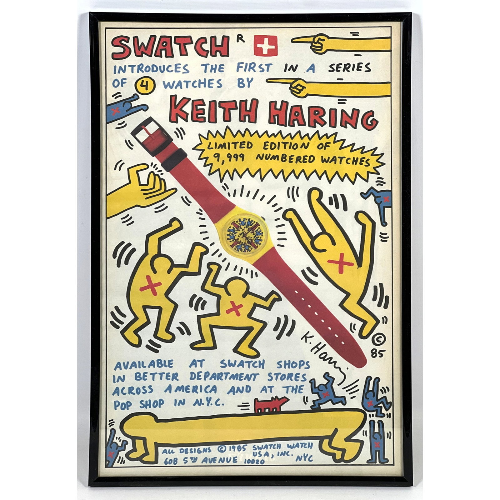 Keith Haring swatch watch advertisement print.: Keith Haring swatch watch advertisement print. Dimensions: Height: 17 inches, Width: 11 inches. --- US Packing and Shipping charge: In house shipping available. Will be calculated once destination kno