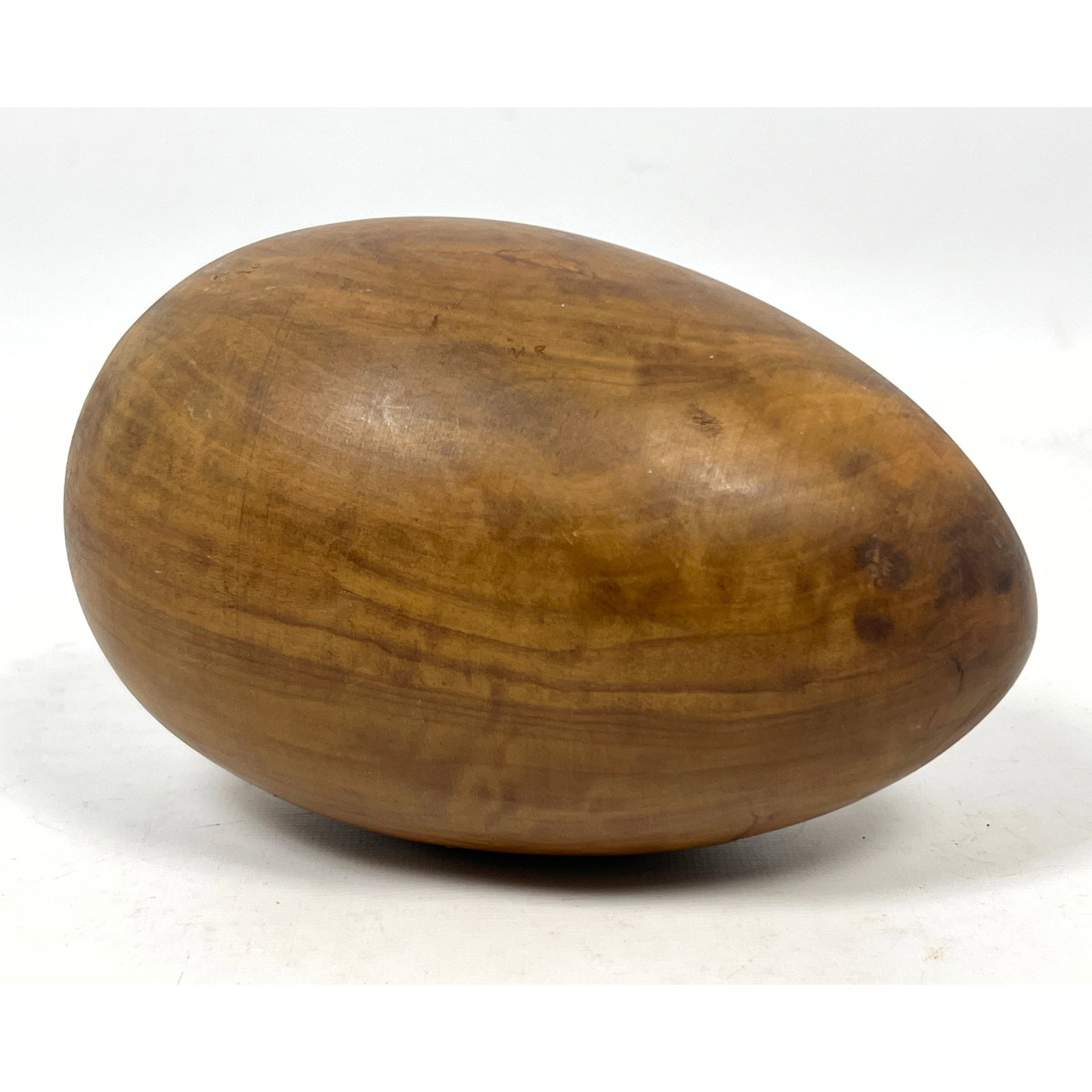 Ron Kent turned wood egg sculpture. Signed. (1 of 6)