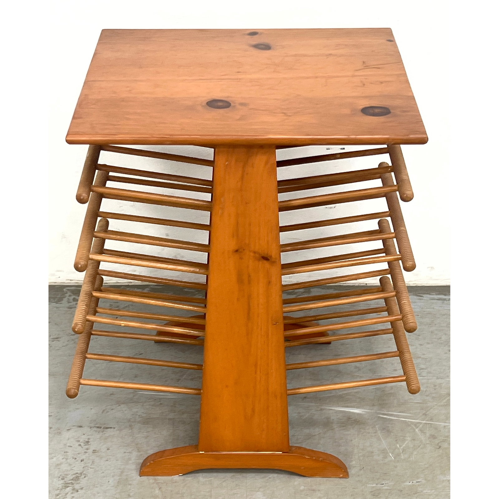 Mid Century Modern Pine Magazine Side Table.: Mid Century Modern Pine Magazine Side Table. Dimensions: Height: 23 inches, Width: 22 inches, Depth: 16 inches. ---