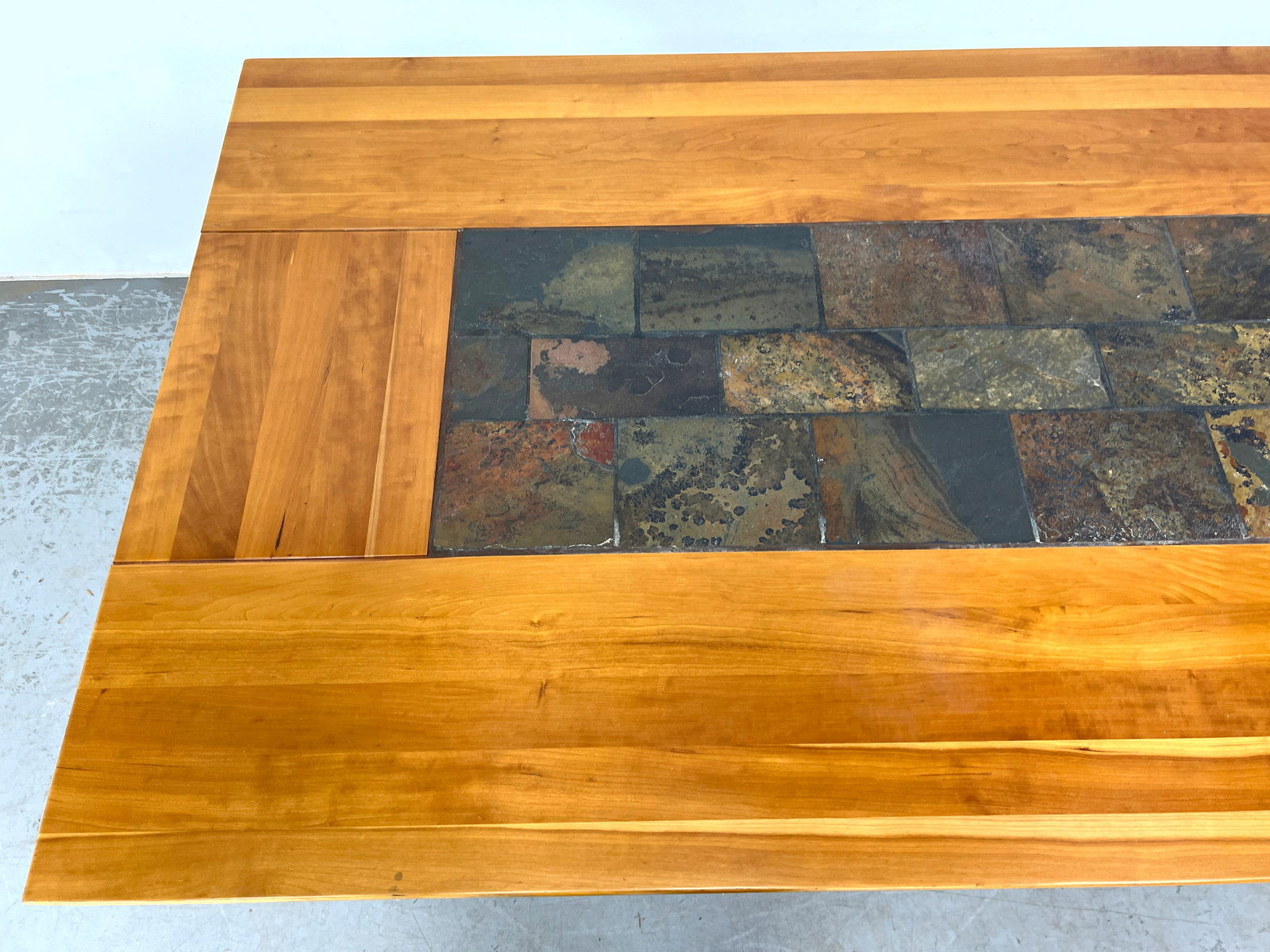 Decorator Custom Cherry and Slate Dining Table with Angled Base. - 3
