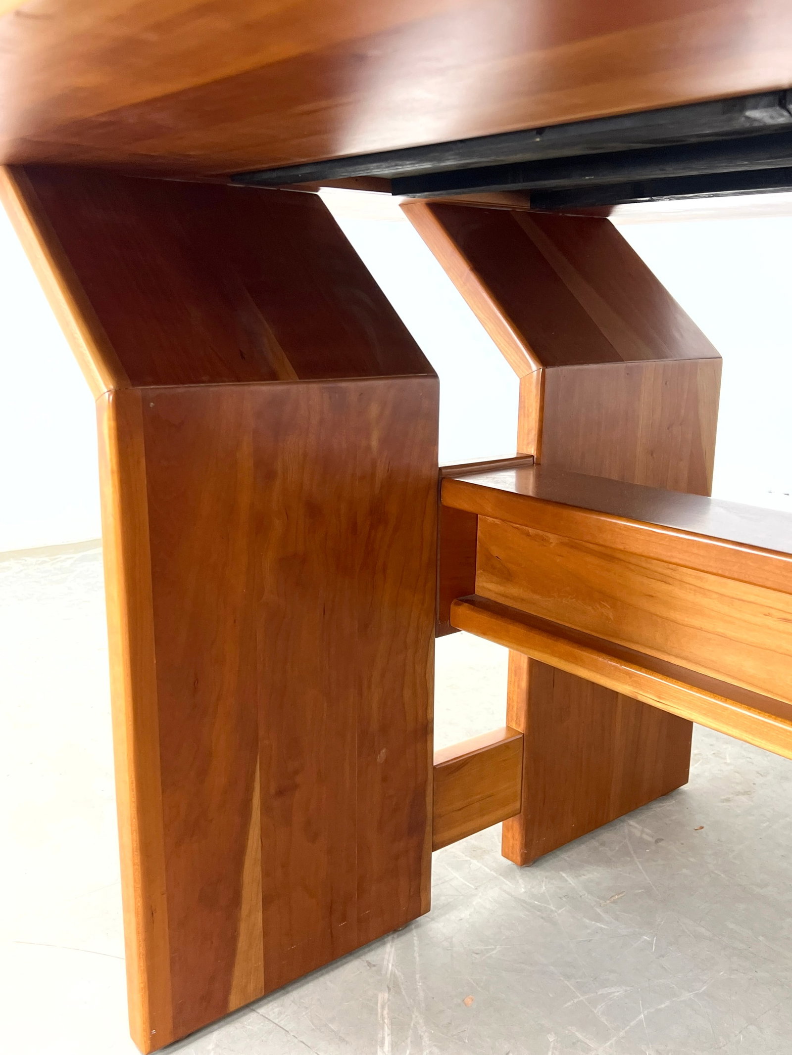 Decorator Custom Cherry and Slate Dining Table with Angled Base. - 6