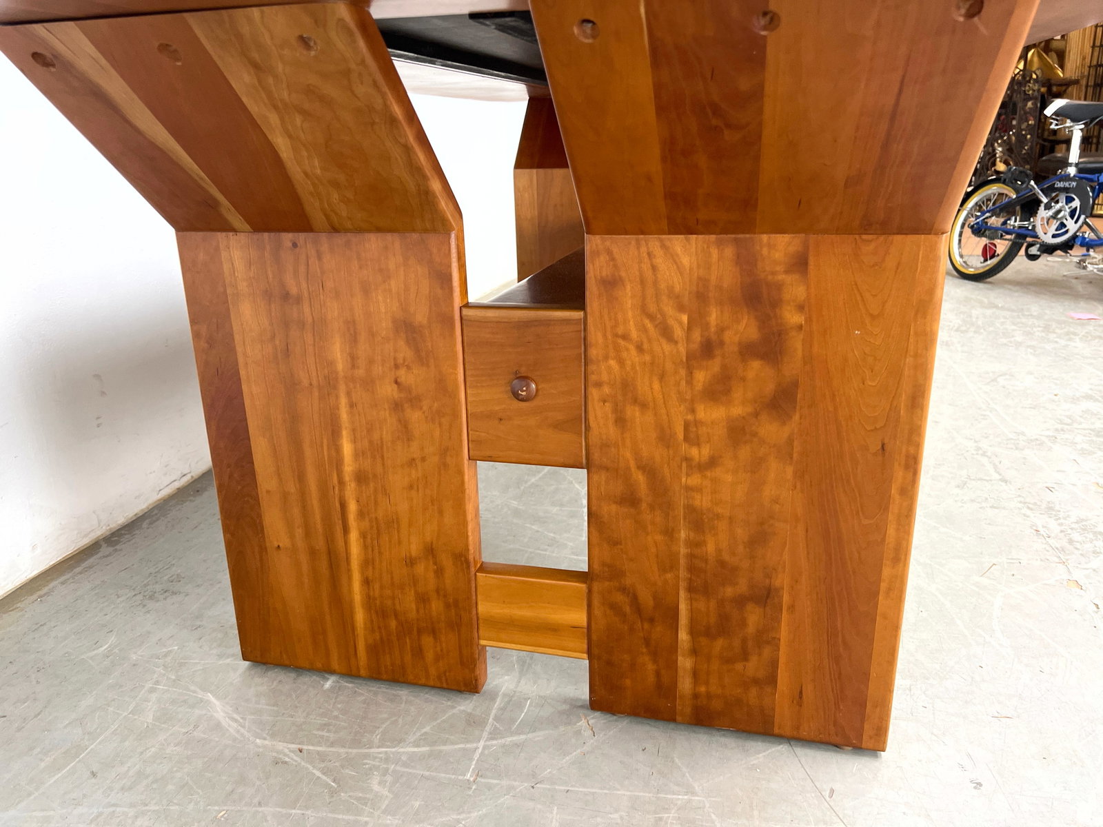 Decorator Custom Cherry and Slate Dining Table with Angled Base. - 8
