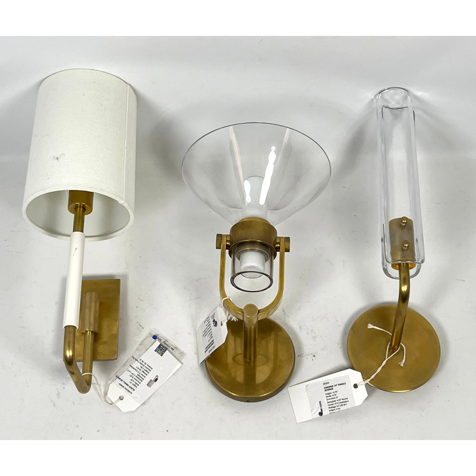 3pcs Contemporary Modern Brass wall sconces. Barbara Barry, Ian Fowler, Aerin. (1 of 17)