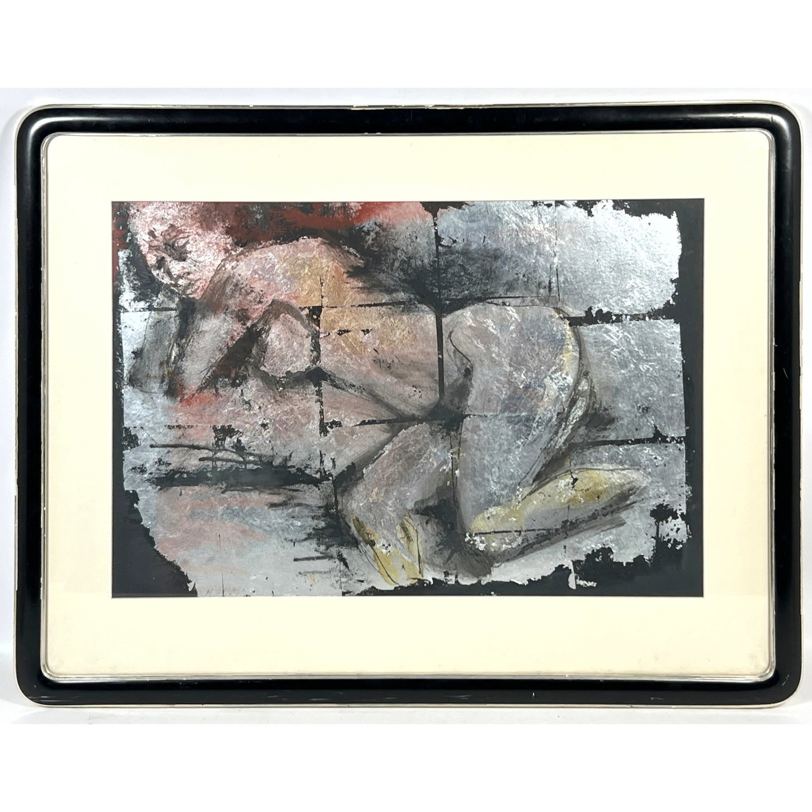 Modernist Abstract Female Nude. Mixed Media. Illegibly Signed M. ?????? (1 of 10)